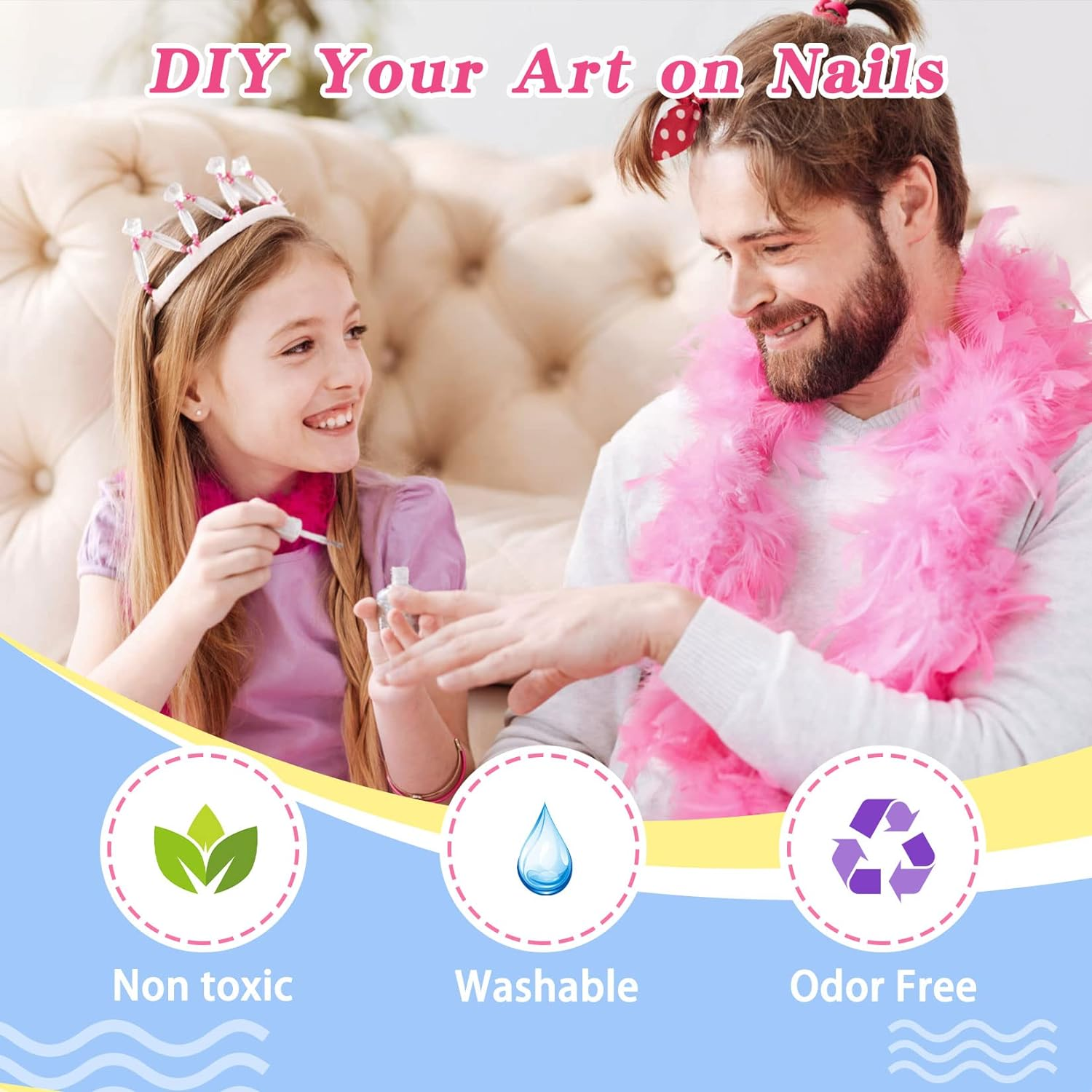 Wakaniya Kids Nail Polish Set - 12 Colors Mermaid Candy Girls Kit for Toddler, Non-Toxic Water-Based Peel-Off Quick Dry, Low Odor Safe Nail Art Set for Girls 3+ - Kid Nail Polish D image number 3