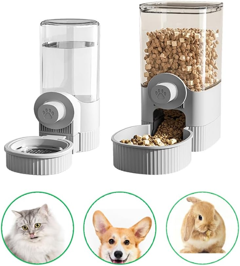 GYWHOOFT Rabbit Food Water Dispenser,Hanging Automatic Pet Food Water Dispenser, Cage Cat Food Bowl Dog Feeding Station for Puppy and Kitten Rabbit Chinchilla Hedgehog Ferret(Gray) image number 3