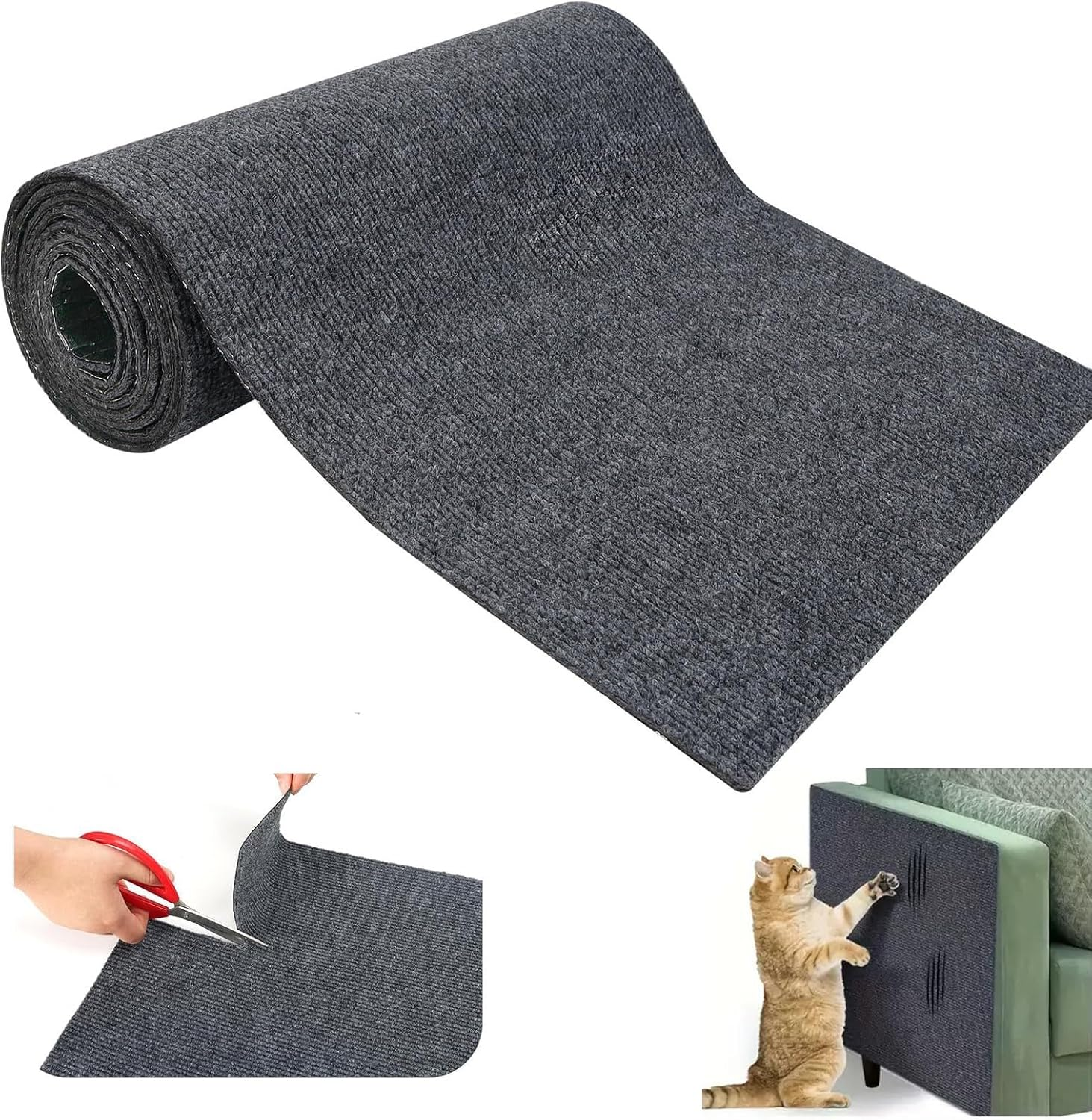 Cat Scratch Furniture Protector, 40&times;200 Cm/15.75&times;78.74 Inch Large Cat Couch Protector, Cat Scratching Mat Furniture Protectors from Cats Scratch DIY Self-Adhesive Climbing Cat Scratcher (Grey) image number 5