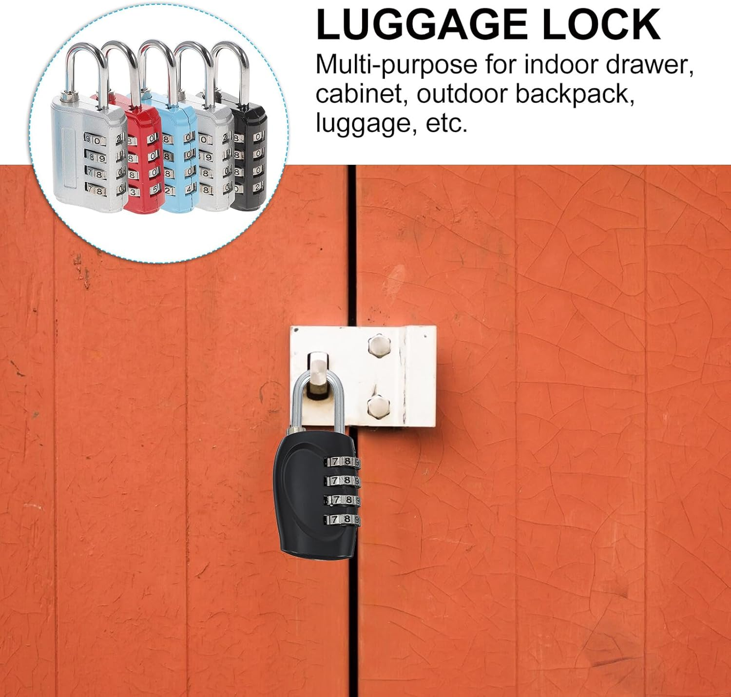 Outanaya 5Pcs Digit Alloy Combination Padlocks for Luggage Suitcase Backpack Cabinet Multi-Purpose Password Locks for Travel and Storage Security image number 3