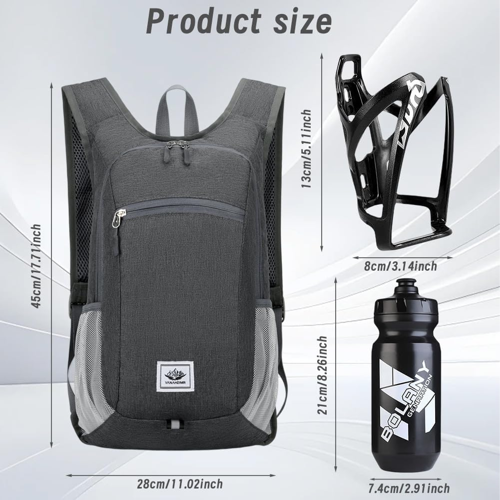 ZGCXRTO Bicycle Backpack Ultralight Hydration Backpack Bicycle MTB Waterproof Backpacks 15L & 610ML Bicycle Bottle Lightweight Drink Holder Water Bottle Holder Mountain Bikes Road Bike Sports Backpack image number 1