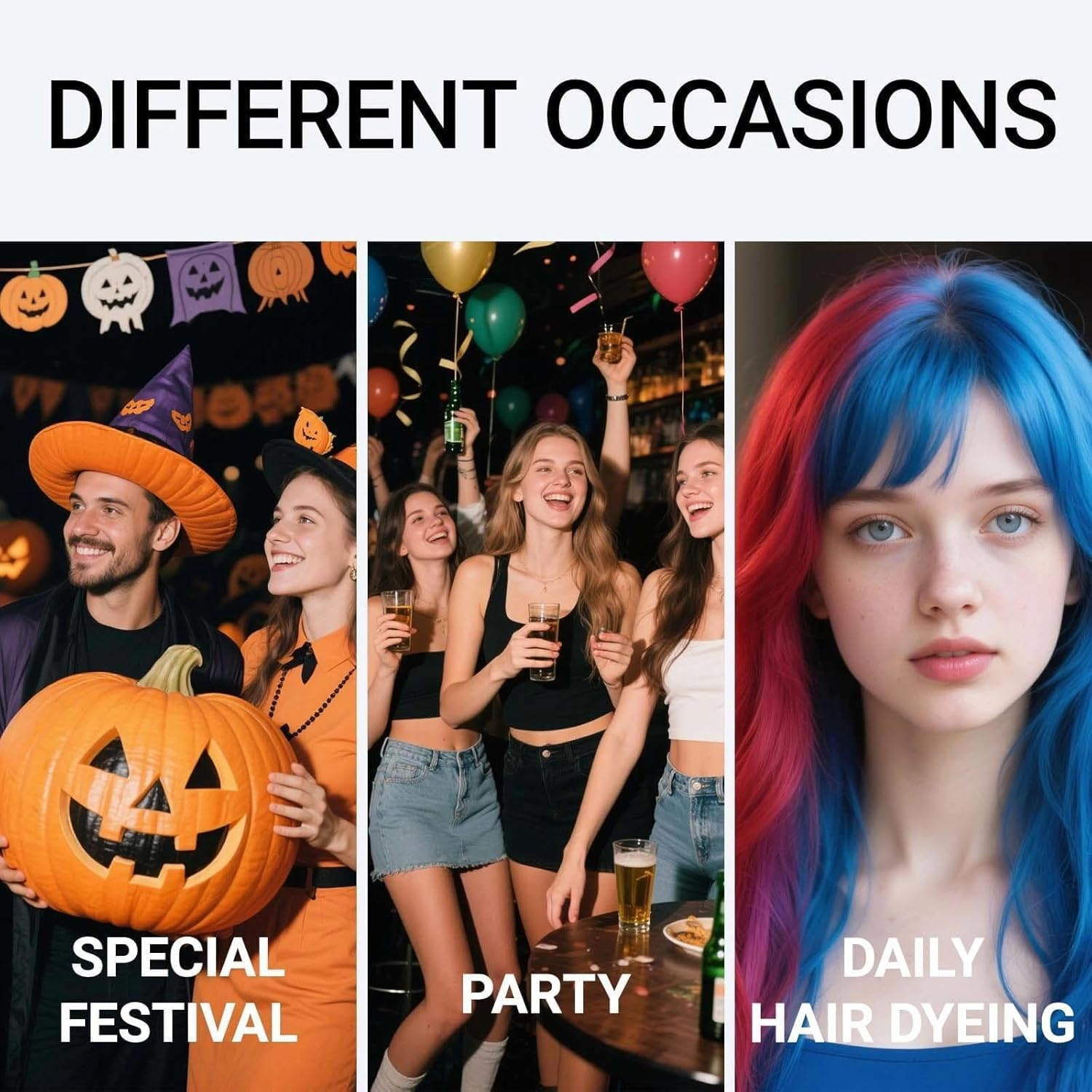 Temporary Hair Colour - Hair Dye Spray - Washable One Time Temporary Hair Dye - Coloured Hair Spray Fast Dyeing - Suitable for Party Cosplay Christmas Hollowen (Pink) - Gold image number 6