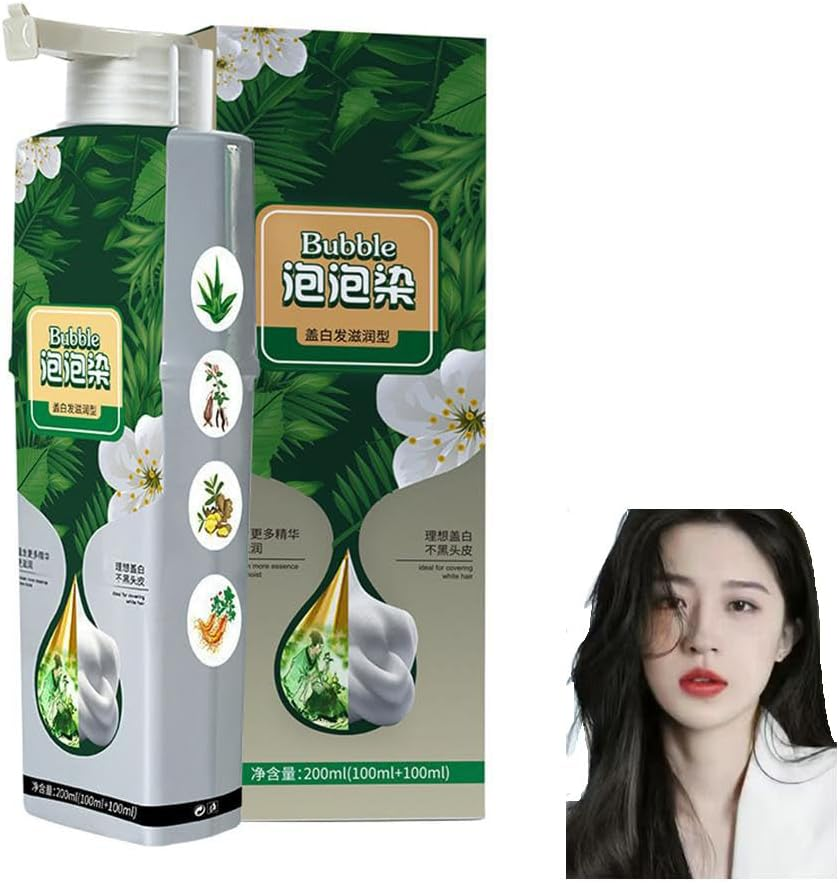 Plant Bubble Hair Dye Shampoo,Lazy Bubble Hair Dye,Instant Plant Bubble Natural Hair Dye Shampoo,Pure Plant Extract for Grey Hair Color Bubble Dye image number 2