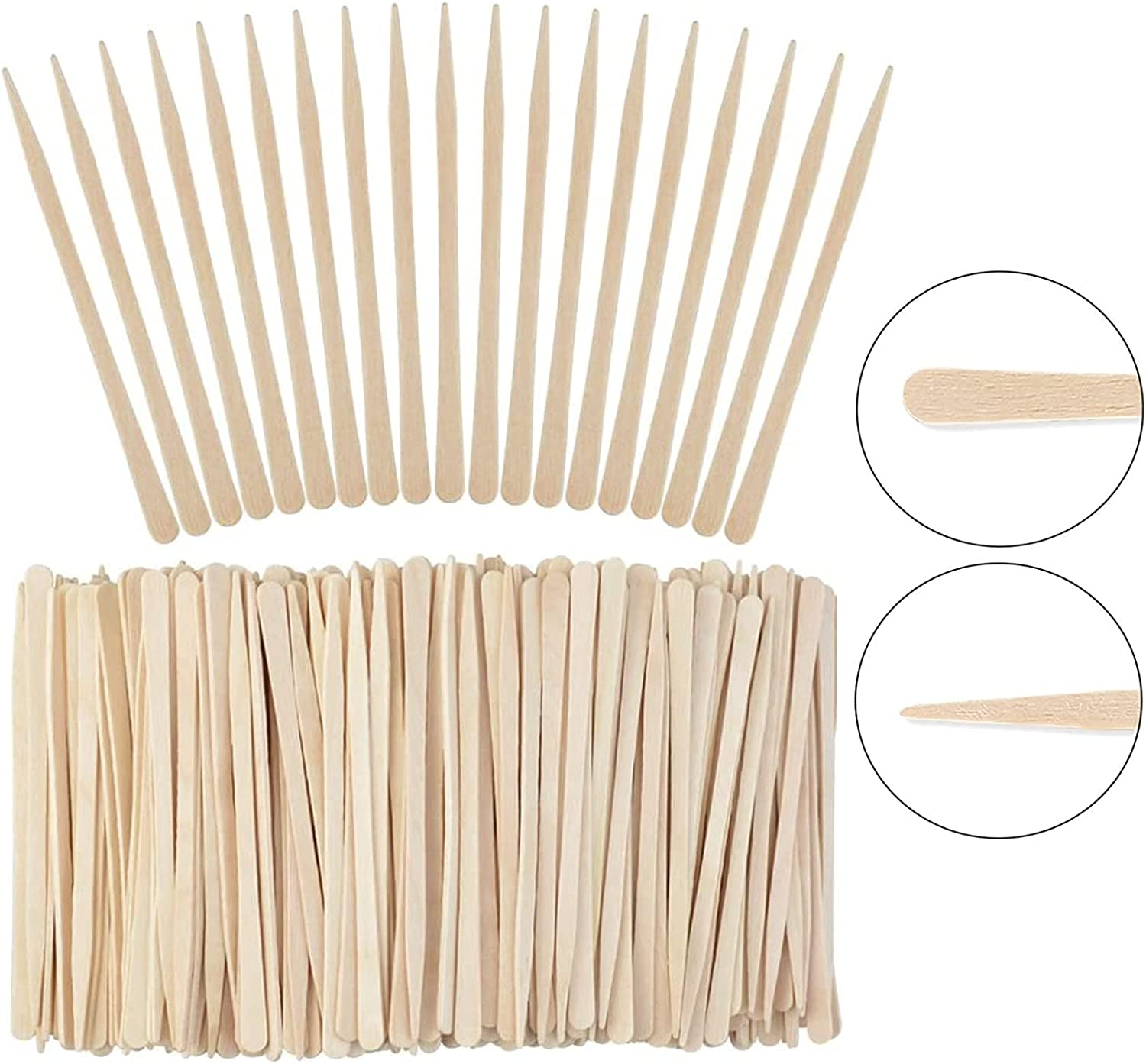 500 Pcs Wooden Waxing Spatulas Sticks Pointed Small Wood Wax Sticks Applicator Disposable Tool for Hair Removal Eyebrow Upper Lip Face Shaving Beauties Factory image number 2