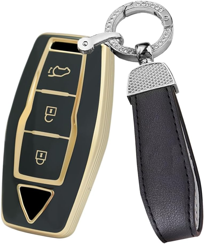 Ontto TPU Car Key Fob Cover Fit for Mitsubishi Outlander 2022 2023 Keyless Entry Smart Key Case Remote Key Holder Keyring Key Shell Bag Keychain Protection Auto Accessories 4 Buttons Black
