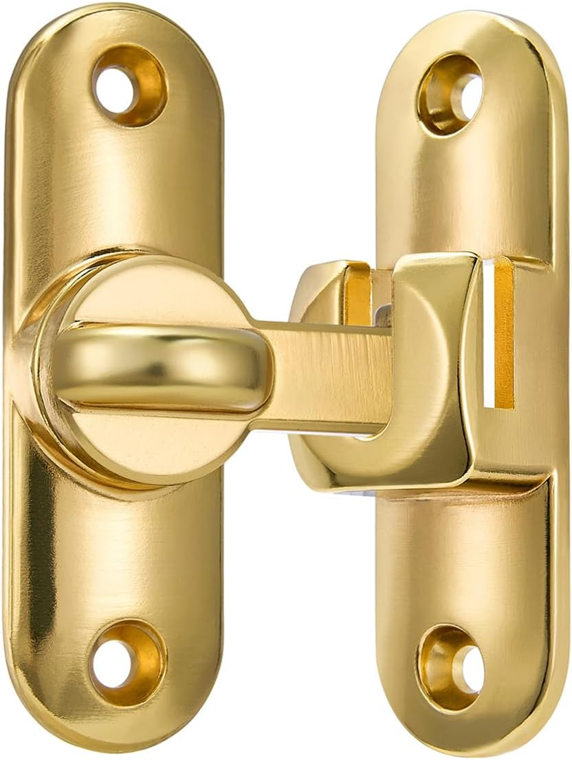 Wocoe 2 Packs Gold Barn Door Latches - Adjustable 90/180 Degree Flip Latch System - Zinc Alloy for Secure and Stylish Privacy Solutions on Barn Doors,Windows,Garden Access,Cabinets,And Sliding Doors image number 1