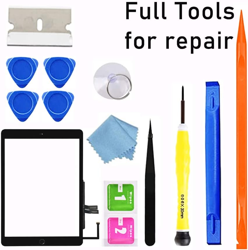 A1893 A1954 Screen Replacement Kit for Ipad 6 (6Th Gen) Digitizer Touch Glass 6Th Generation 9.7 Inch 2018 with Home Button Full Repair Tools Video Guide