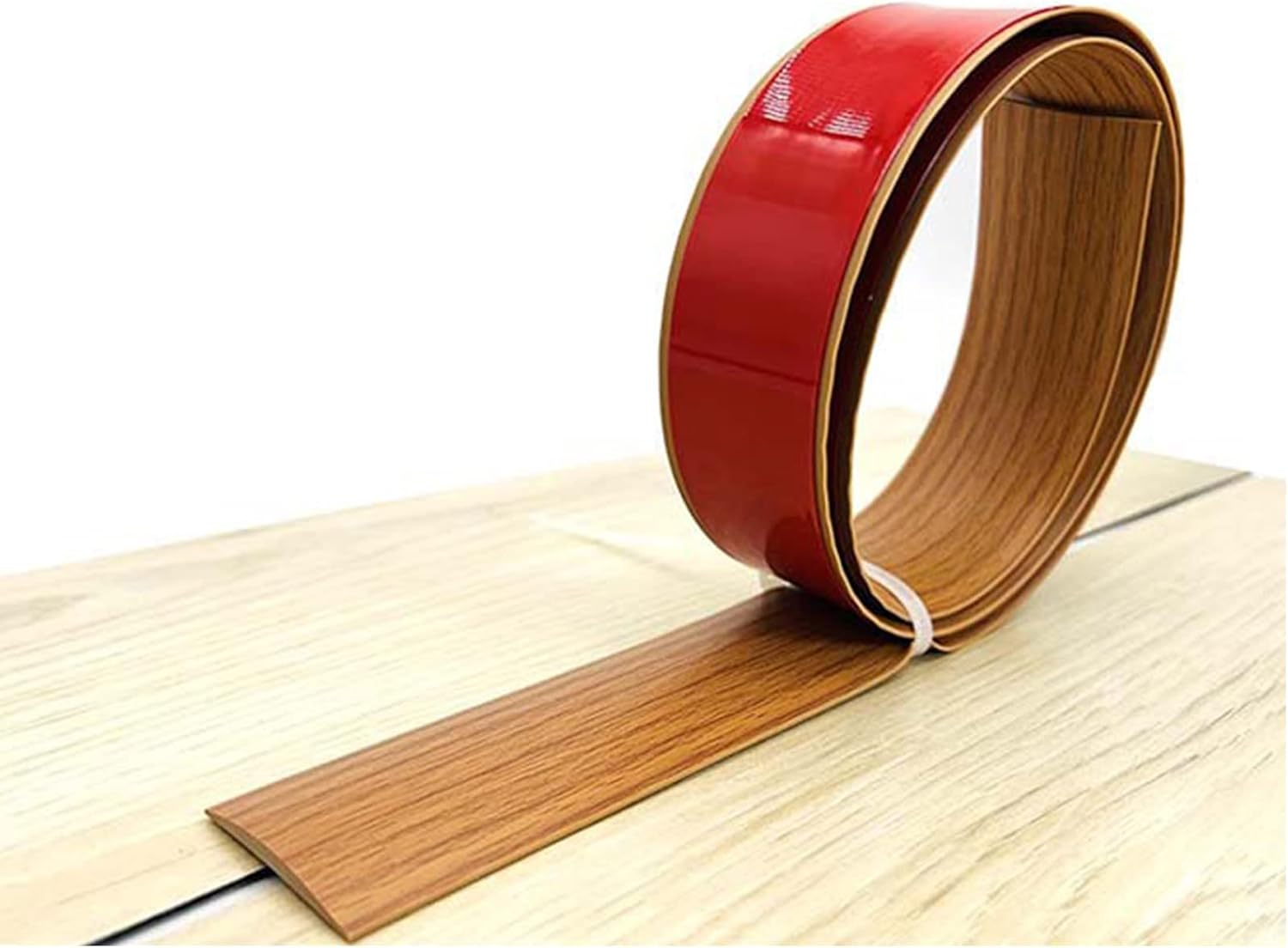 Floor Transition Strip, Self Adhesive Vinyl Floor Edging Trim Transition Strip, Floor Cover Strips, Laminate Floor Strip 1.5&rdquo; Wide Vinyl Floor Flat Divider Strip for Joining Floor Gaps (Brown)