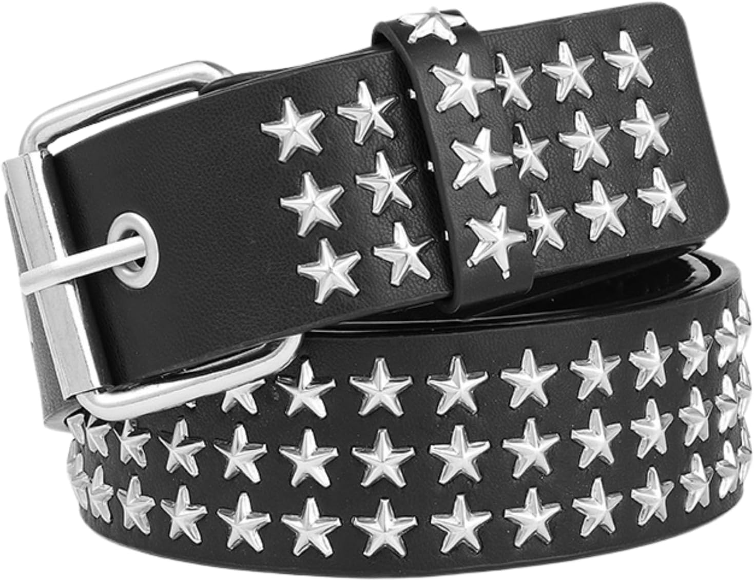 Metal Punk Rock Rivet Studded Belt for Women Men, Gothic Belt with Bright Pyramid Studs