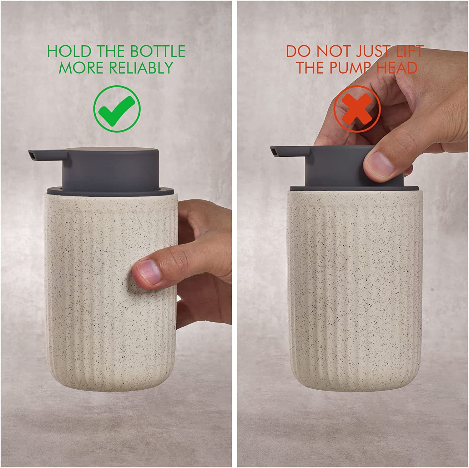 Foam Dispenser - Hand Pump Dispenser Beige Foaming Soap Dispenser Ceramic Dish Liquid Dispenser for Kitchen Bathroom Hand Wash Bottle (13.5Oz/400Ml Light Green) image number 2