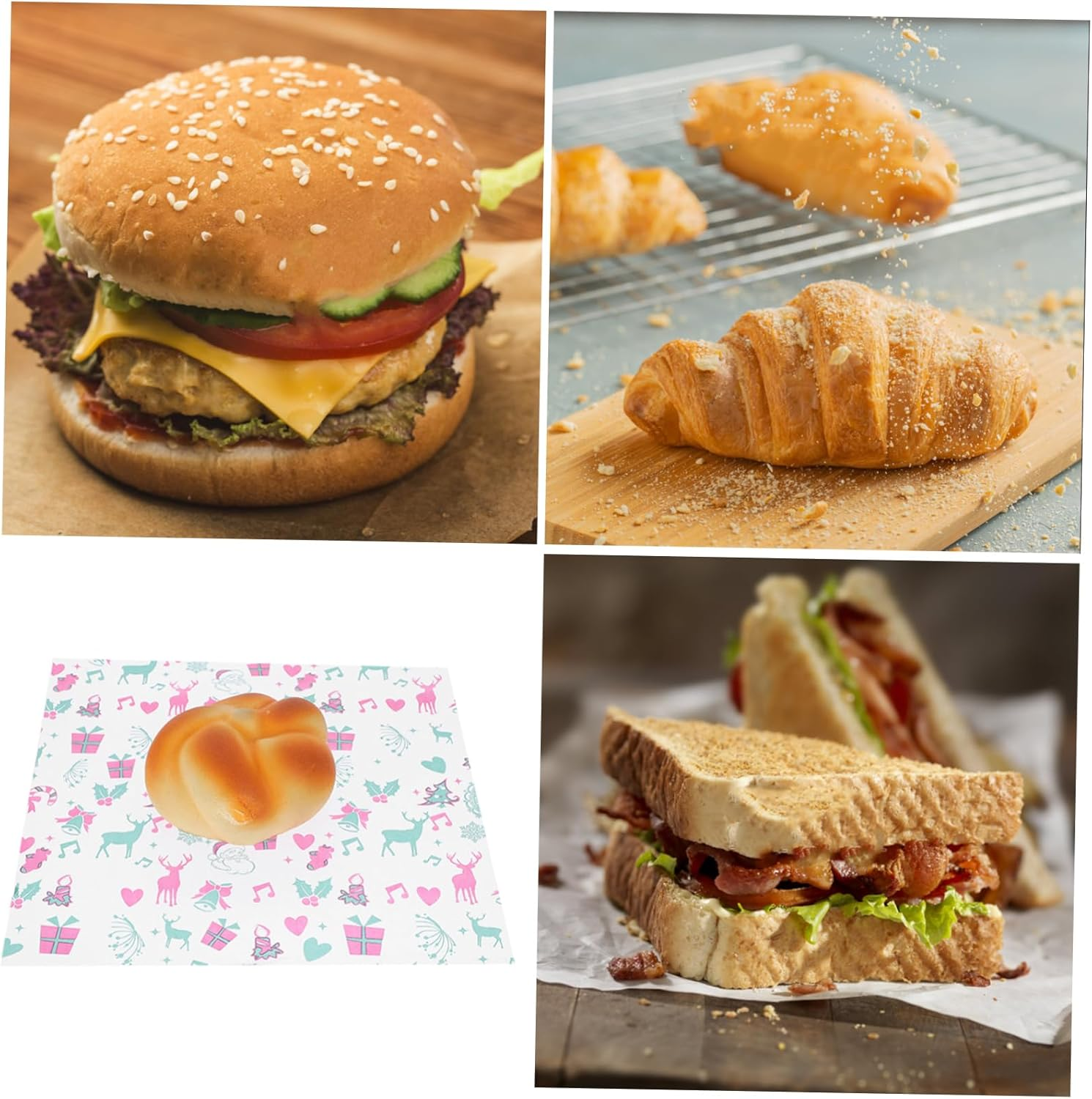 Greaseproof Paper Sheets 100 Pcs Food Grade Wrap Paper for Sandwiches Burger Wrappers image number 6
