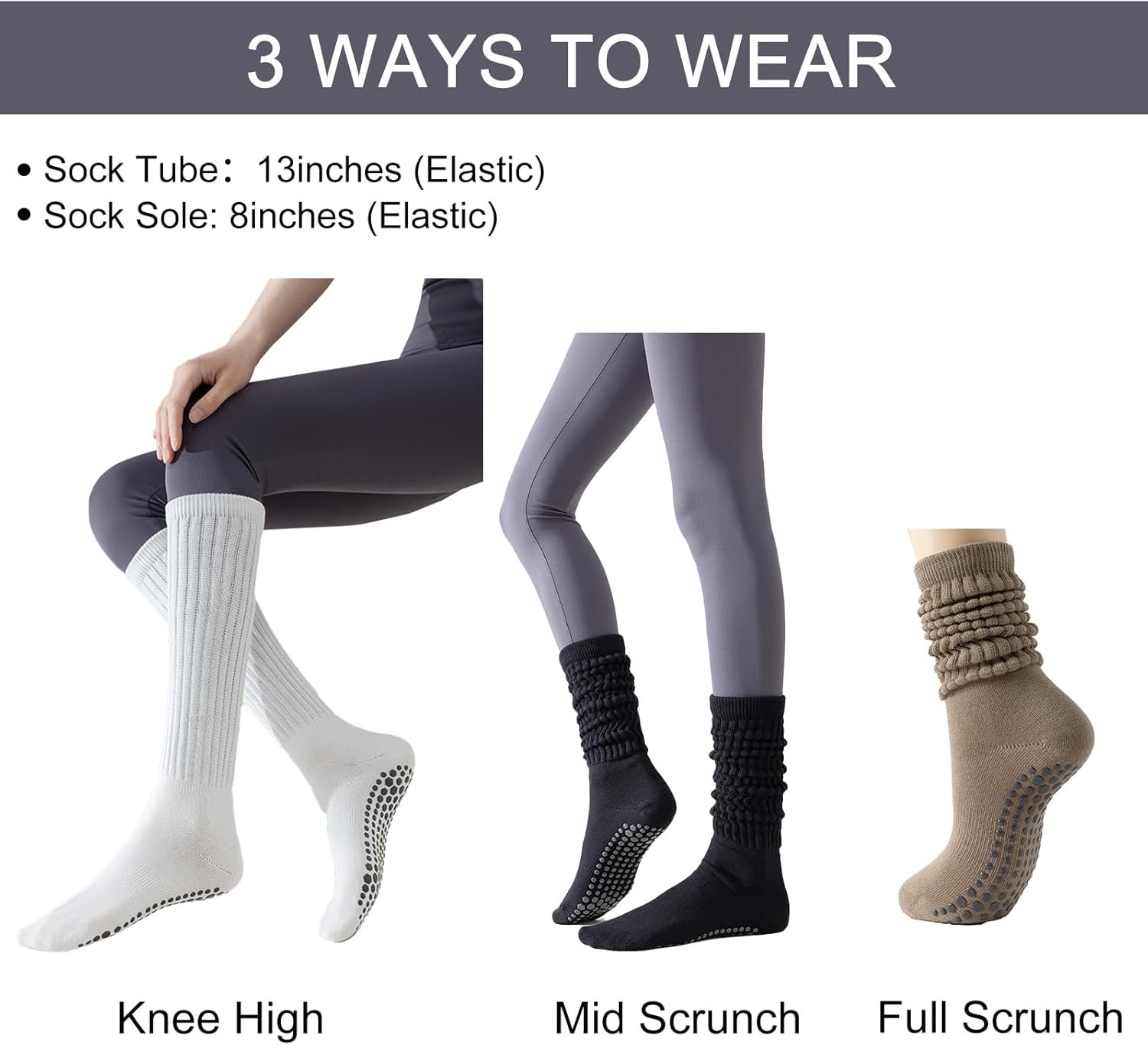 Pilates Yoga Socks for Women with Non-Slip Grips Ideal for Pure Barre, Ballet, Dance, Workouts Comfortable Secure Grip Socks - Cool Color Series image number 6