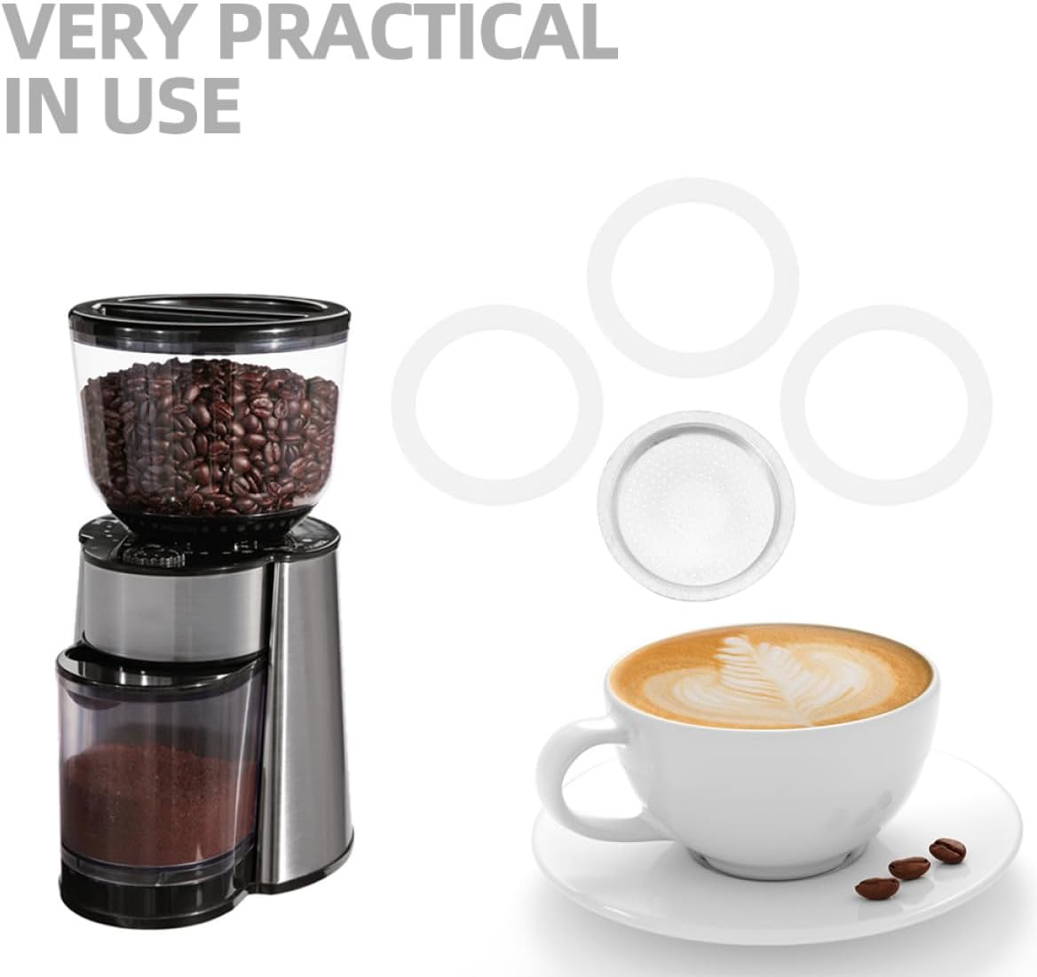 INOOMP Espresso Coffee Pot Accessories Set with 3 Silicone Gaskets and 1 Aluminium Alloy Filter, 50Ml Replacement Sealing Rings Compatible with Stovetop Coffee Makers for Home Brewing image number 6