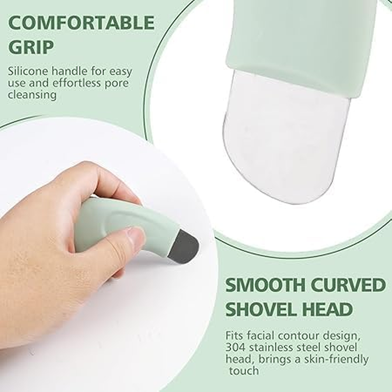 Ksngtixe 2 Pack Blackhead Remover Tool Set - Stainless Steel Pore Cleaner with Silicone Handle, Gentle Nose Blackhead Extractor for Deep Cleansing, Unisex Skin Care Tools for Men & Women (Beige & Green)