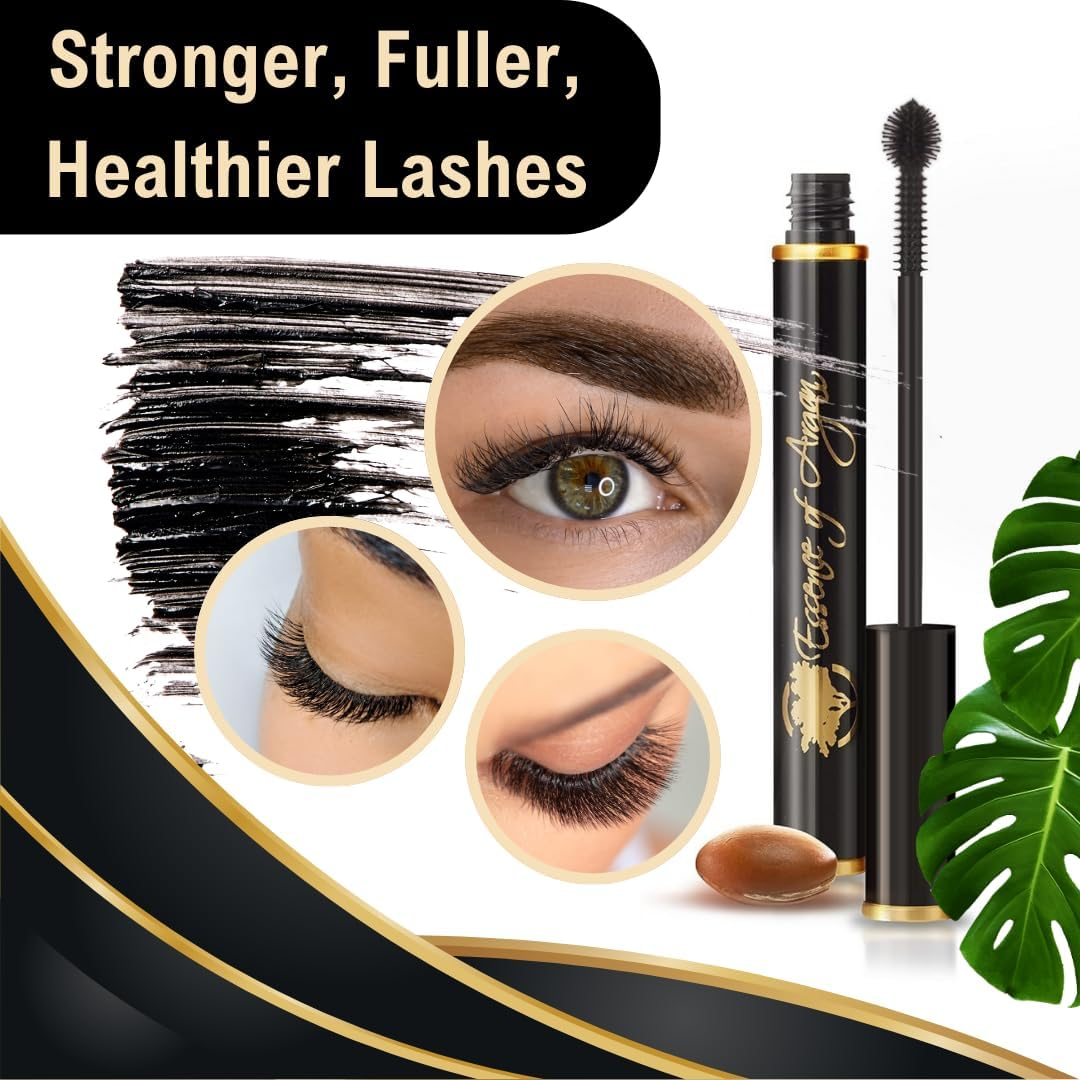 Essence of Argan Lash Conditioner Mascara with 100% Pure Organic Ecocert Argan Oil - Waterproof Black Mascara with Beeswax and Candelilla for More Volume & Longer Stronger Lashes (0.25 Oz) image number 1