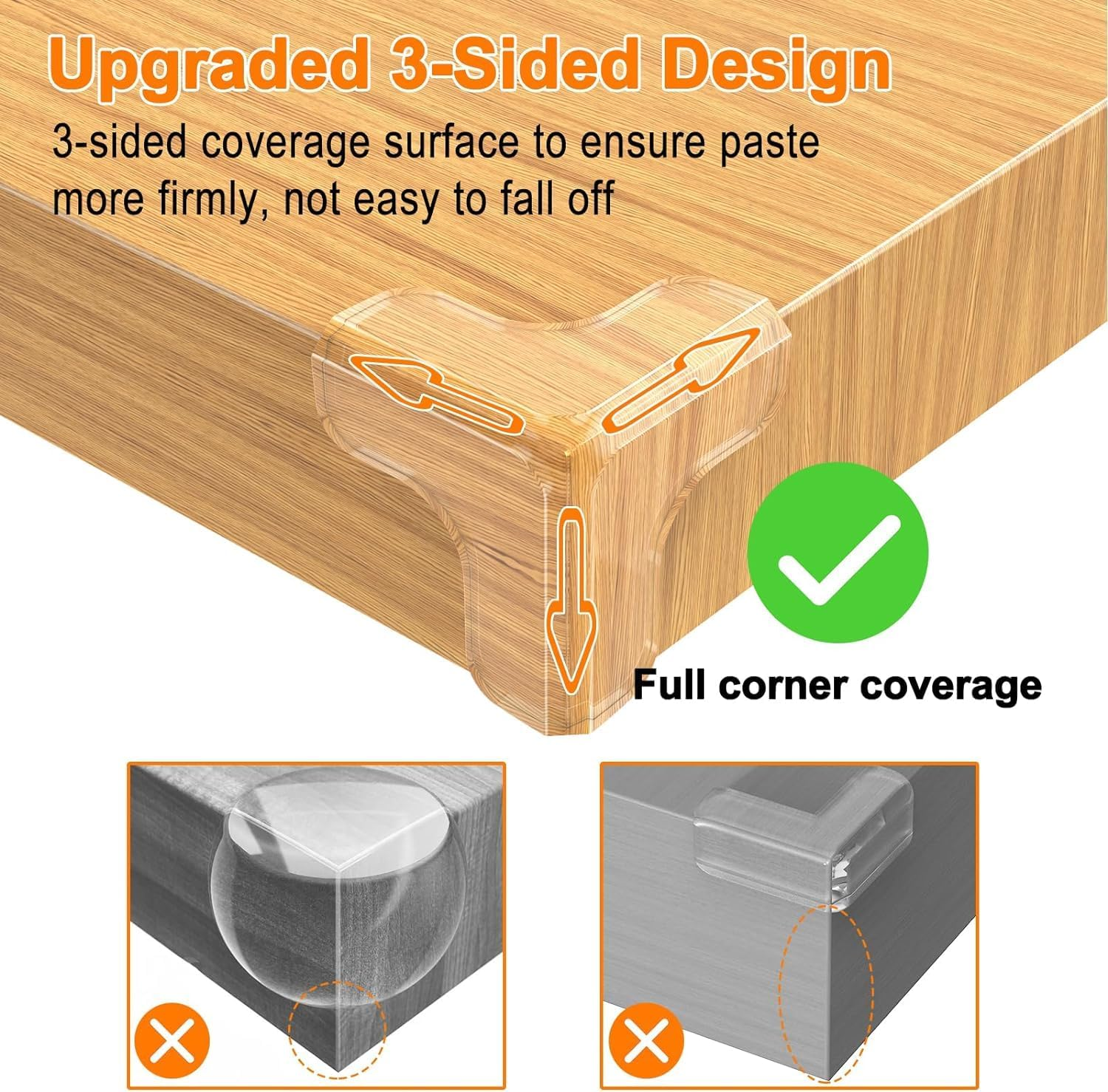 Corner Protector Baby Proofing,8 Pack Large (Length 1.6Inch) Clear Corner Protectors Furniture Corner Guard & Edge Safety Bumpers Table Corner Protectors for Baby with Super Strong Adhesive Tape image number 2