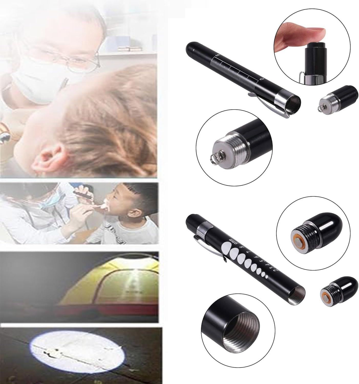 Nurse Accessories, Torch, 2Pcs Pen Light, Torch Light Reusable Medical LED Pen Torch with Pupil Gauge for Nurses, Doctors, and Nursing Students image number 4