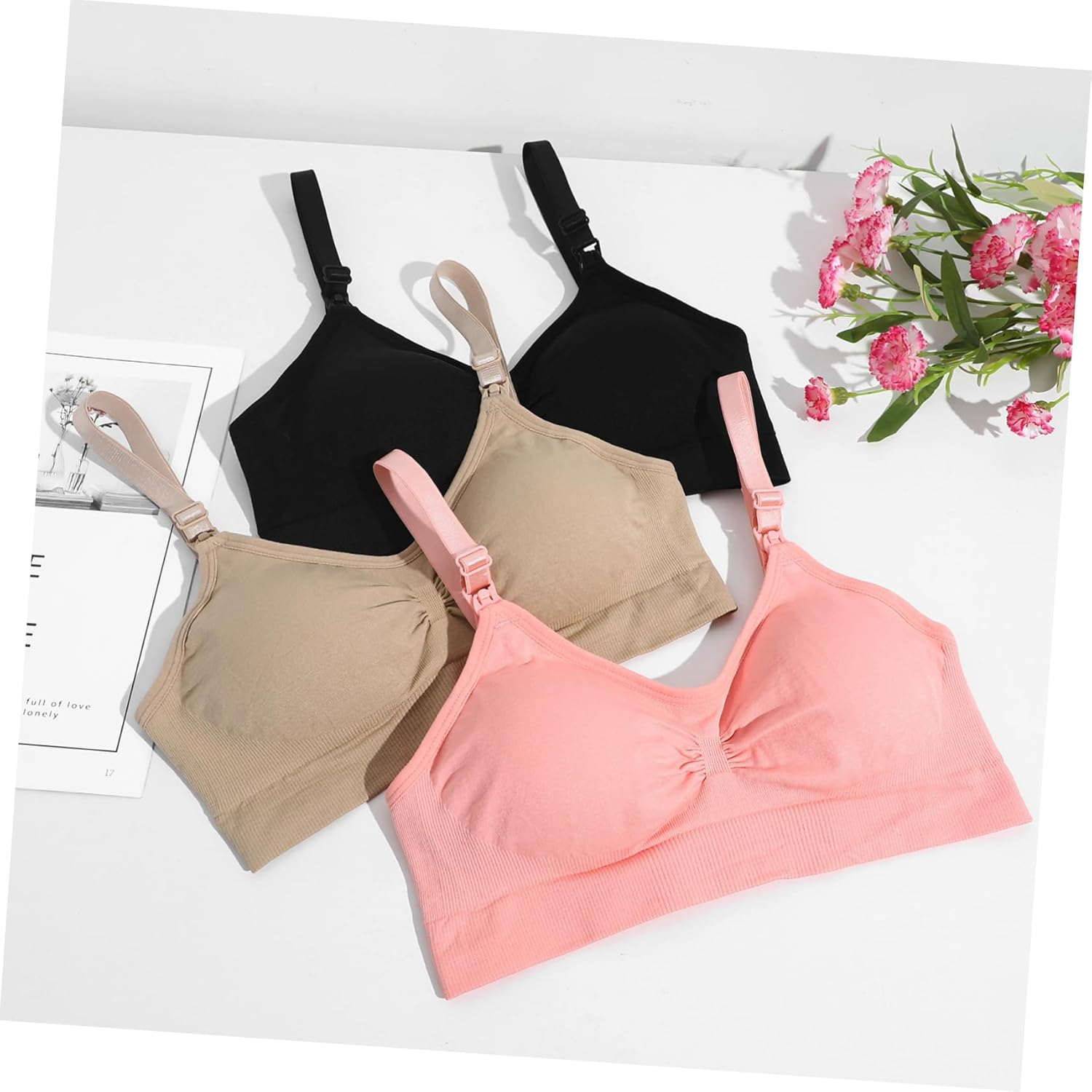 Ipetboom Maternity Nursing Bras with Extenders for Breastfeeding Comfortable and Stylish Breastfeeding Bras for Moms Skin image number 5