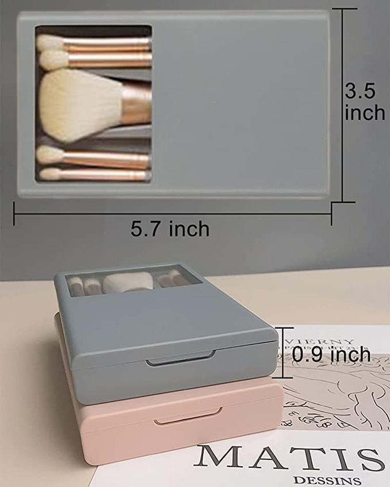 Travel Size Makeup Brushes Set, Easy-Taken Mini Makeup Brush Set with Case and Mirror for on the Go (Pink) - Grey image number 4