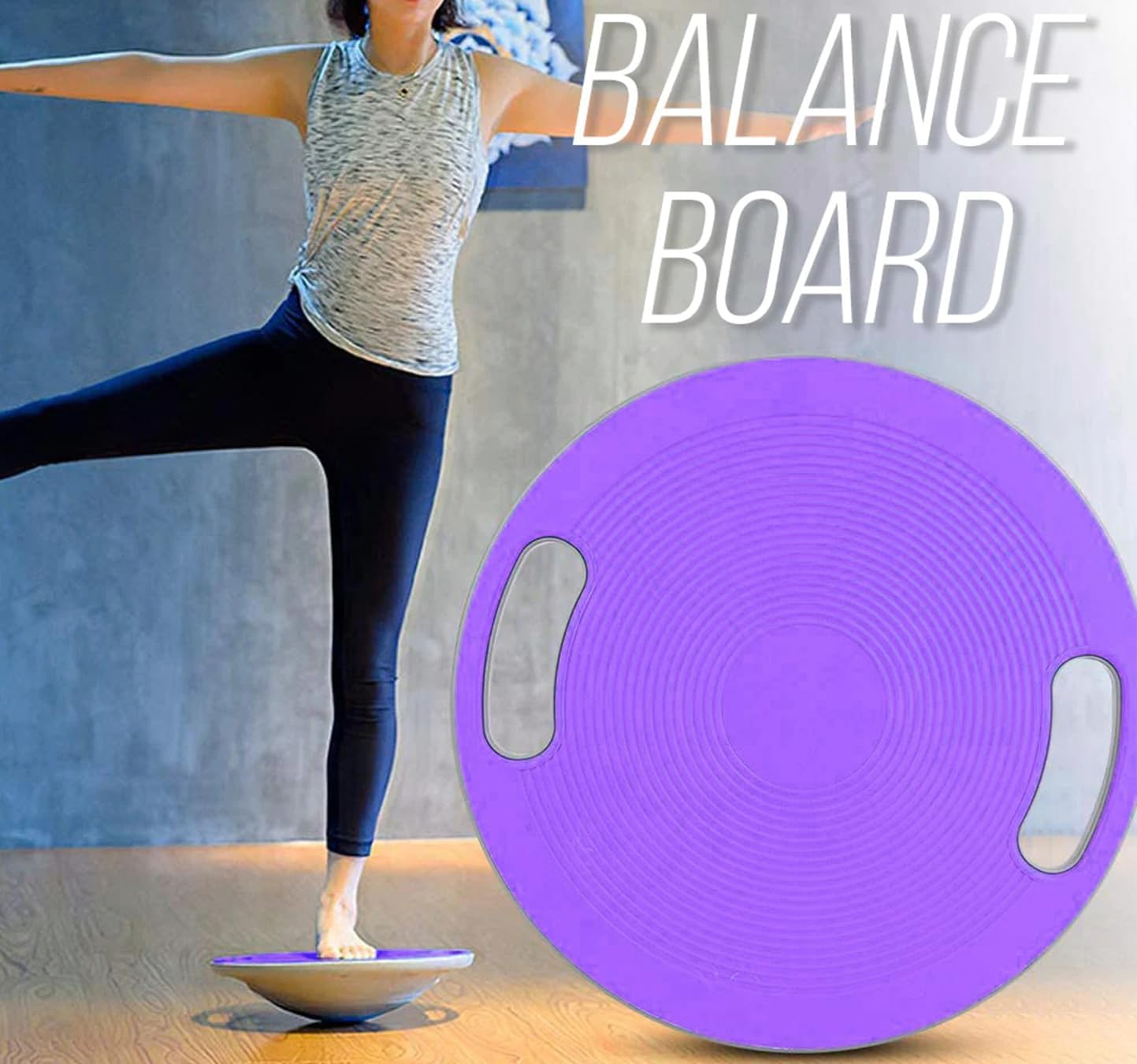 HCE Wobble Balance Board, Plastic Balance Trainer Board Wobble Board with Handles Core Trainer for Standing Desk, Core Training, Home Gym Workout image number 1