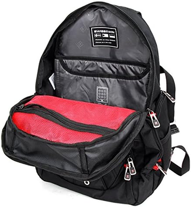 SWISSWIN Swiss Business Backpack Travel Backpack College School Backpack Casual Daypack Daily Shoulder Bag SW8110I Black 15.6 Inch Laptop Notebook Backpack for Men Womens Boys Girls &hellip; image number 5