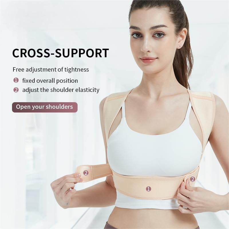 Posture Corrector for Women & Men &ndash; Adjustable, Breathable Upper Back Brace for Daily Use, Office, and Sitting Work (Medium) image number 4