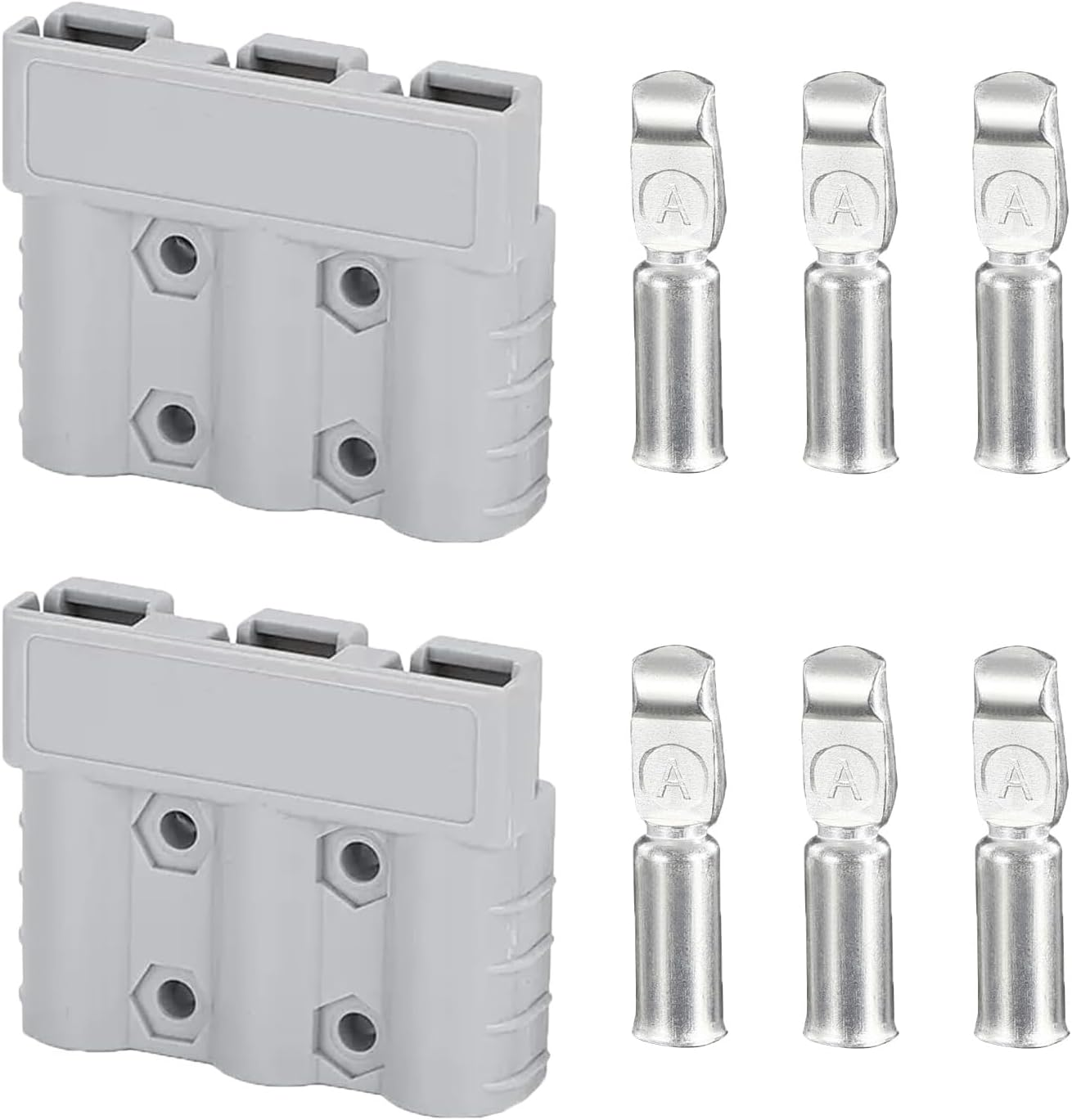 Wzenclave Anderson Style 3-Pole Battery Connector 50A 6AWG - Heavy Duty Quick Disconnect Plug for Solar Panels, 4WD, Caravans, DC Chargers & Trailers - 3-Pin Design for Secure Connection (2 Pack) image number 1