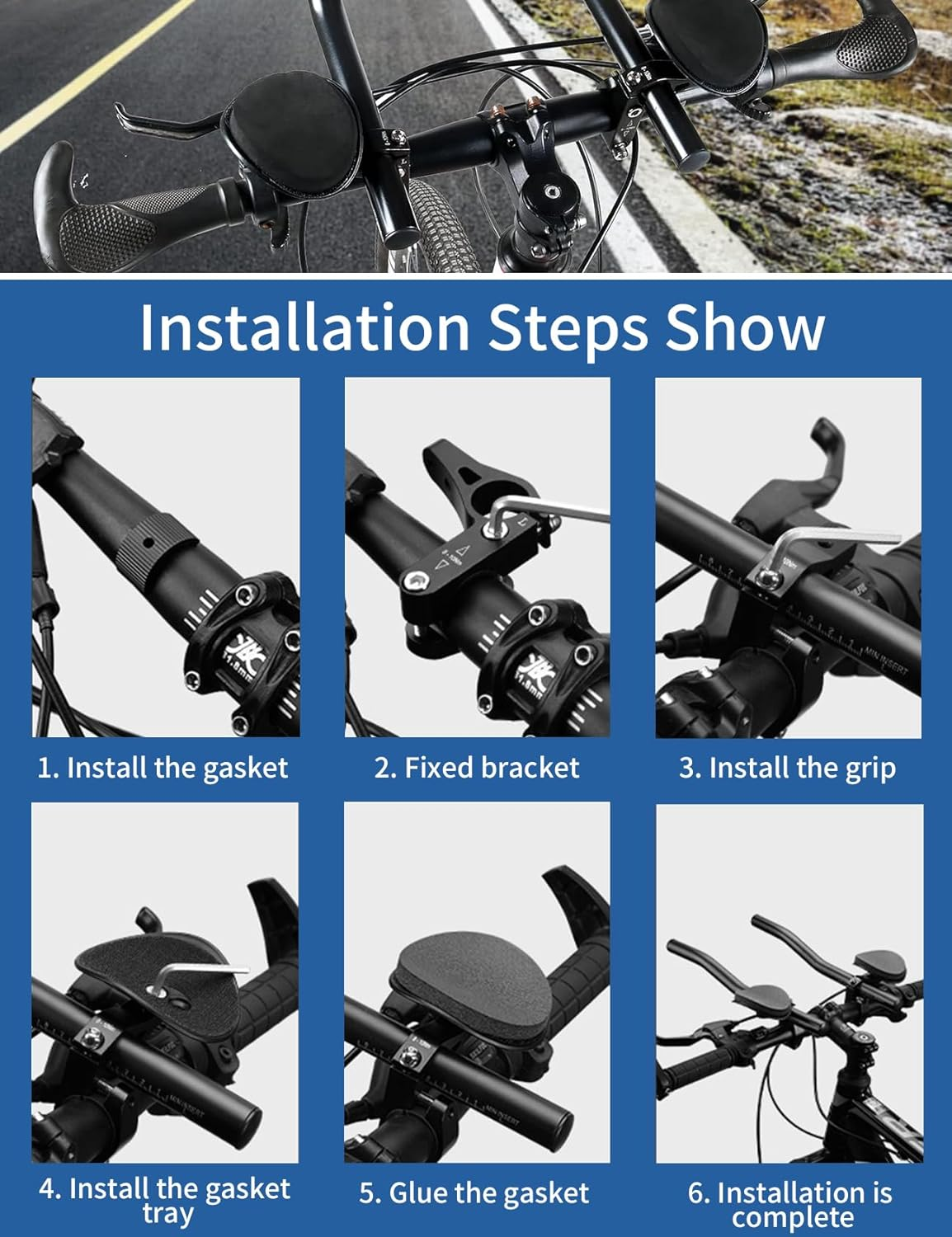 2 Aluminum Alloy Arm Rest Handlebar for Road & Mountain Bikes - Triathlon Bicycle Bars image number 5