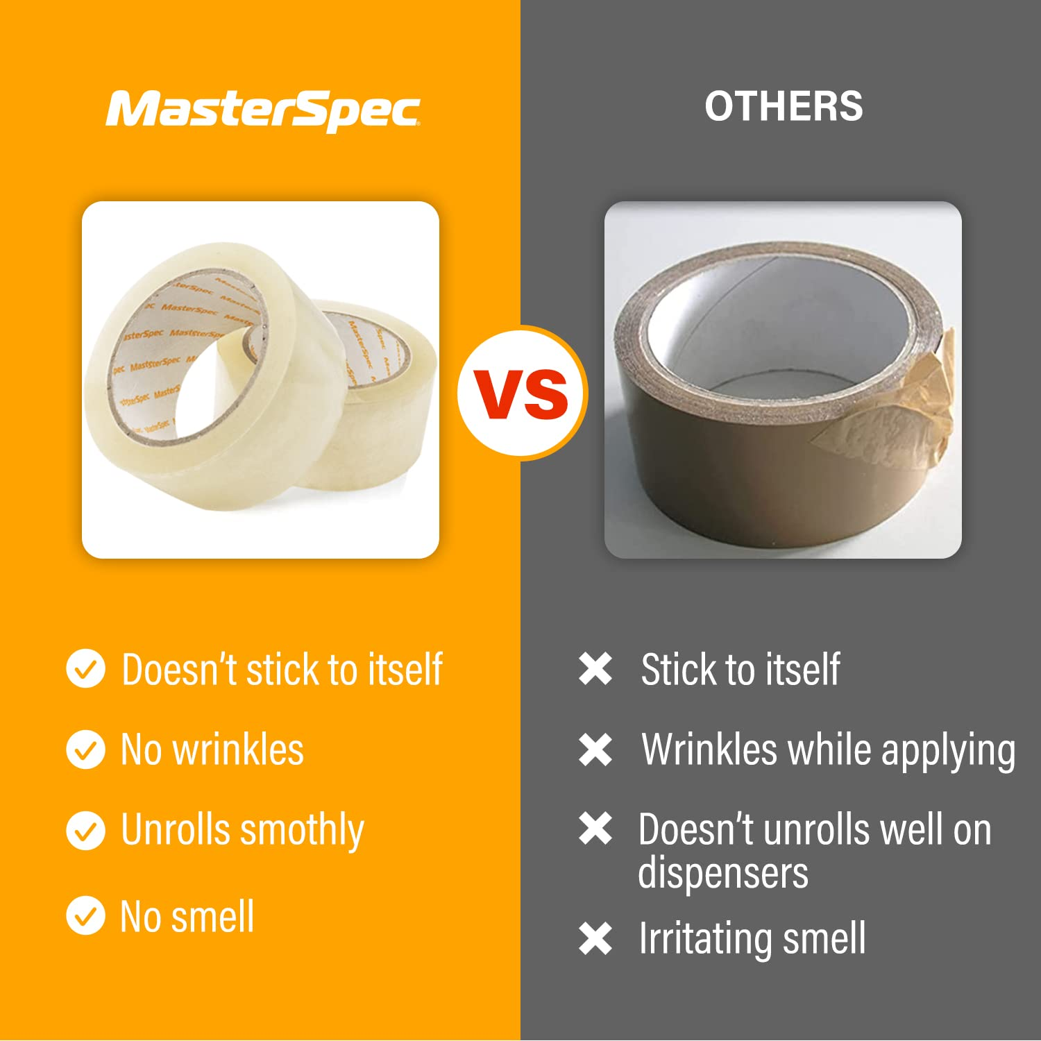 Masterspec Clear Packing Tape 6 Rolls, 450M Total Length, 48Mm X 75M image number 1