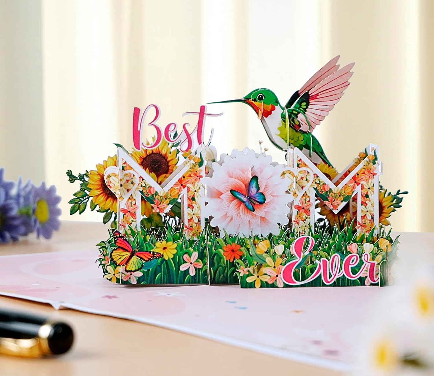 CUTPOPUP Bestmomever, Mothers Day Card Pop Up, 3D Birthday Greeting Card, Mother'S Day Card for Women, Mom, Wife, Grandma, Daughter (Bestmomever Hummingbird) SD226AU1520