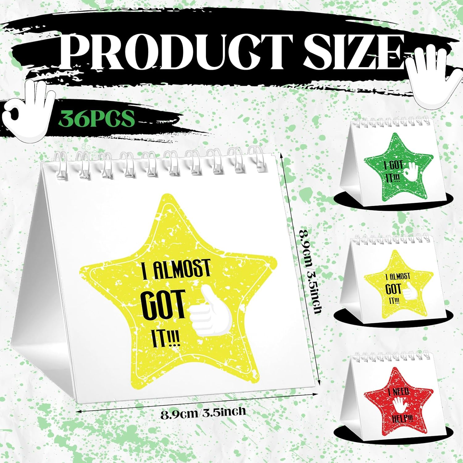 36 Pcs I Need Help Mini Flip Charts Star Classroom Management Need Tools Behavior Self Assessment Cards for Teachers School Educational and Learning Activities Supplies(Modern Style) image number 3