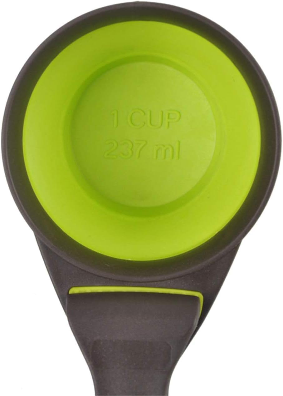 Collapsible Pet Scoop Silicone Measuring Cups Set Sealing Clip 2 in 1 Multi-Function Scoop Bowls Bag Clip for Dog Cat Food Water Set of 2 (1 Cup & 1/2 Cup Capacity)