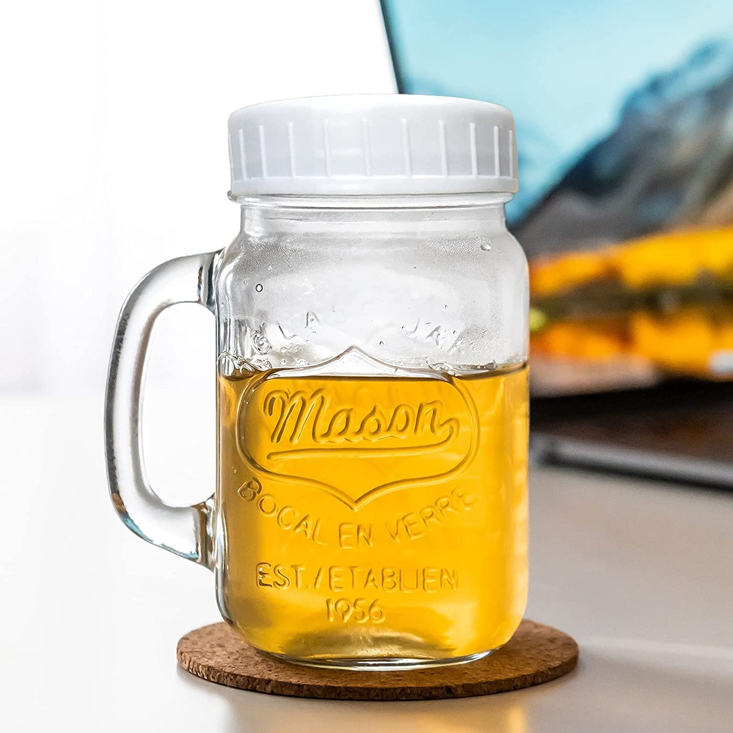 10 PCS White Plastic Mason Jar Lids with Silicone Grommets, BPA Free Canning Jar Lids, Reusable Leak-Proof Food-Grade Storage Screw Cap, Fit Wide Mouth 86Mm image number 1