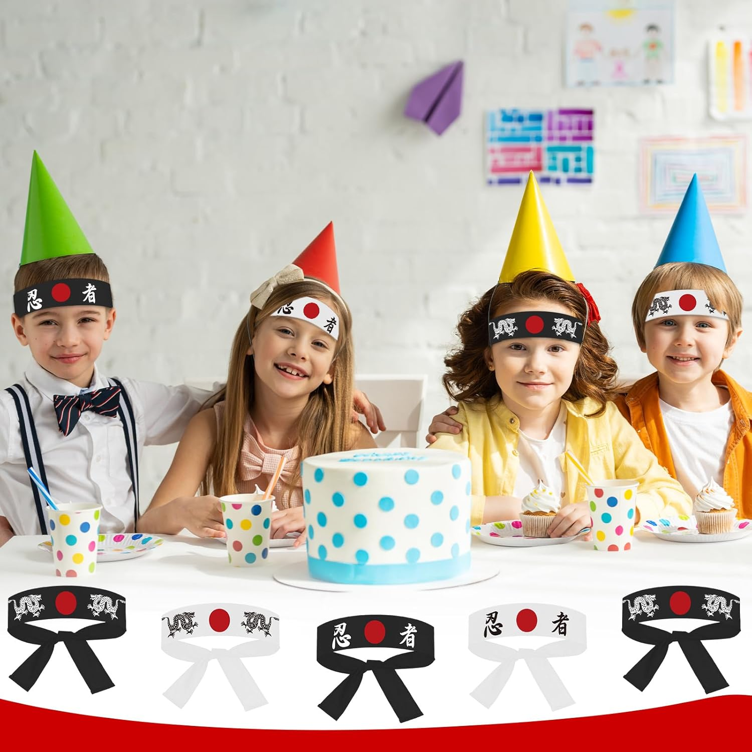 24Pcs Headbands: Japanese Sushi Chef Bandana Headwear for Karate Sports, Kitchen Cooking, Costume Party Favors for Kids, Boys, Girls, Adults image number 3