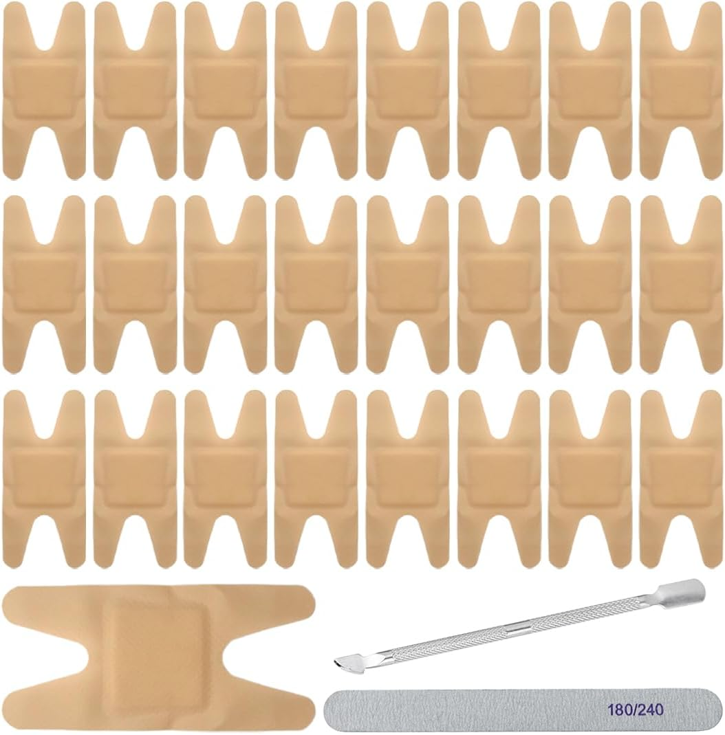 Pack of 25 Nail Patches Toenail Patches with Pedicure Tool Specially Shaped Multipurpose Toenail Pads for Care and Protection of Damaged and Brittle Nails image number 1