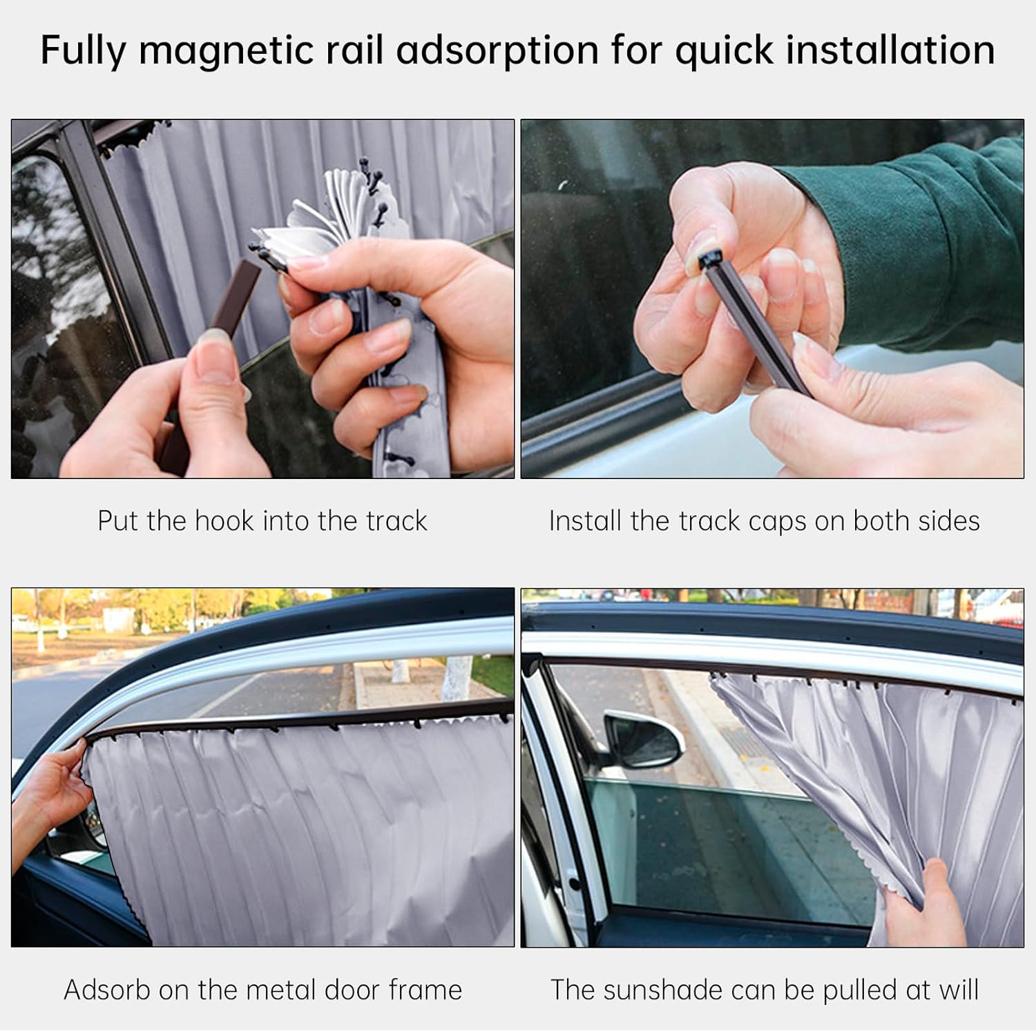 Areyourshop Car Side Window Sun Shade Car Privacy Sunshade，Privacy Curtains with Thermal Insulation Protection，For Breastfeeding Taking a Nap Changing Clothes Camping Gray - Black image number 5