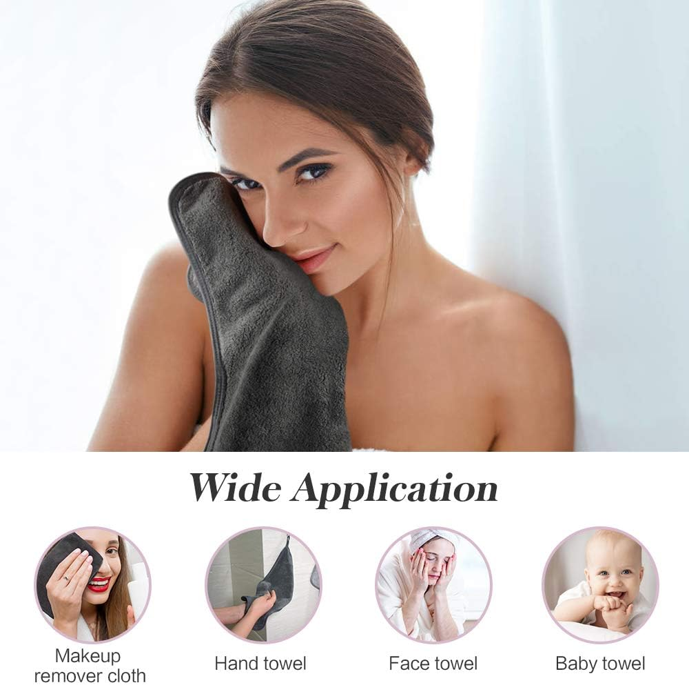 SUNLAND Microfiber Face Makeup Remover Cloth Reusable Facial Cleansing Towel Ultra Soft Face Washcloth image number 2