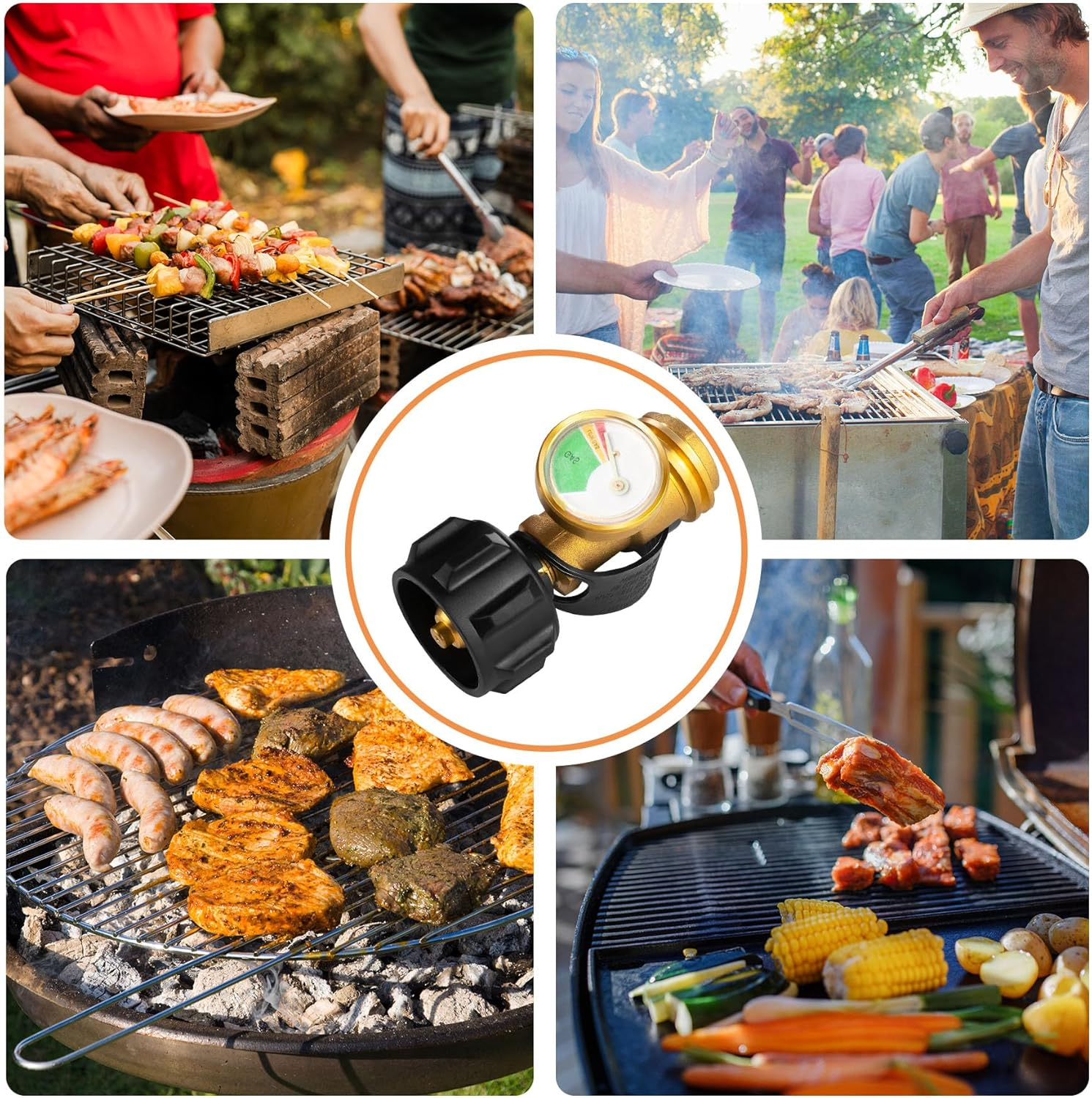 QCC Propane Tank Gauge Level Indicator, Universal Pressure Gauge Leak Detector for RV Camper BBQ Gas Grill Fire Pit Qcc1/Type1, Gas Generator/Stove/Range, Heater