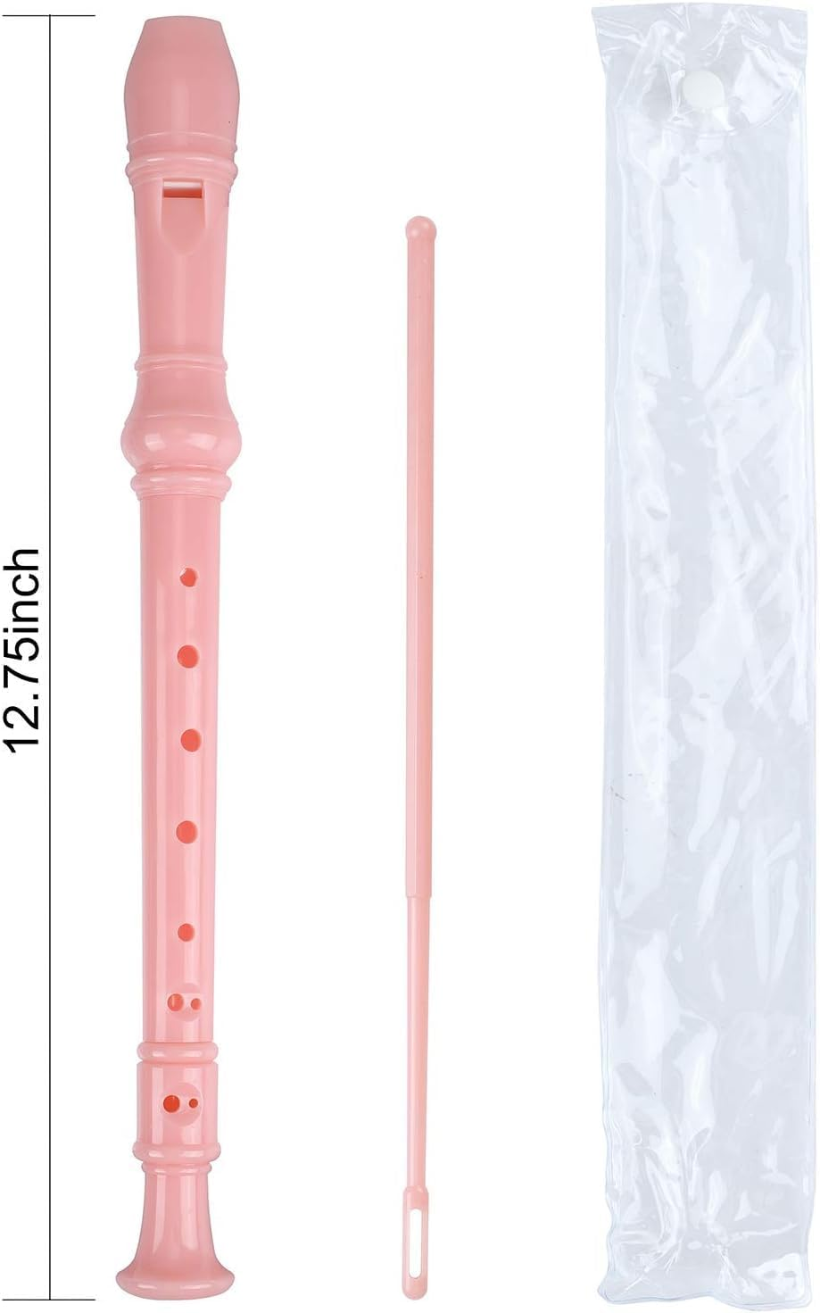 Soprano Recorder, 8-Hole Plastic Flute for Kids - Beginner School Flute with Cleaning Stick and Instruction Manual (White) - Green image number 6