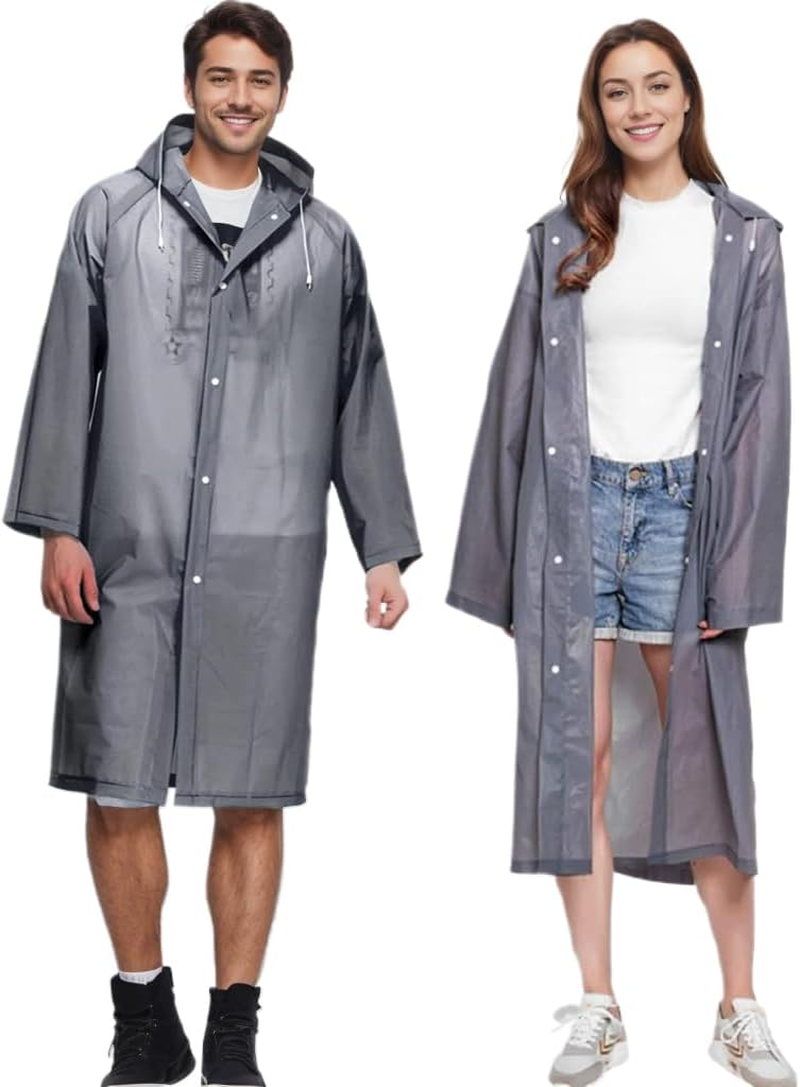 2 Pack Reusable Raincoats for Adults Kids,Eva Rain Poncho Lightweight Rain Coat Waterproof Rain Coats Gear Rain Ponchos with Hood for Men and Women,Easy Fold Raincoat