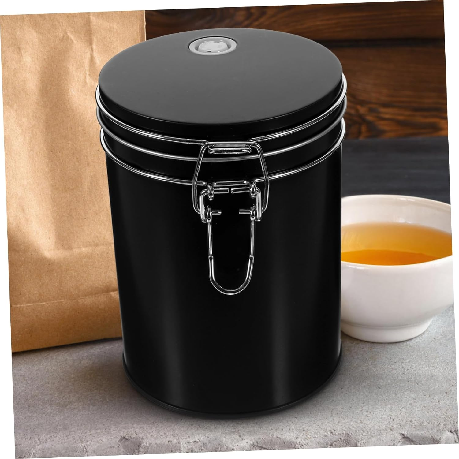 UTHCLO Sealed Tinplate Storage Canister Jar for Coffee Beans Tea Leaves Snacks Easy to Clean Wide Mouth Design for Kitchen Home Bakery Use image number 6