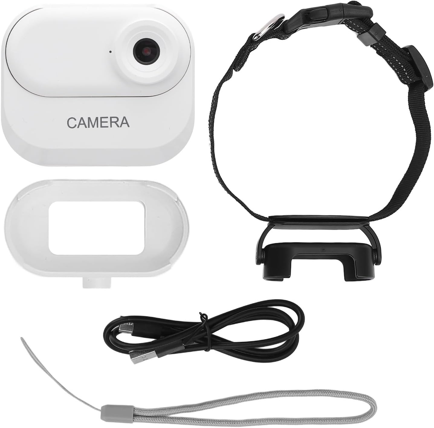 Dog Cat Collar Camera, 1080P Pet Collar Camer Cat Video Camera with 0.96 Inch IPS HD Color Screen, anti Shake Body Camera for Pet Supplies (White)