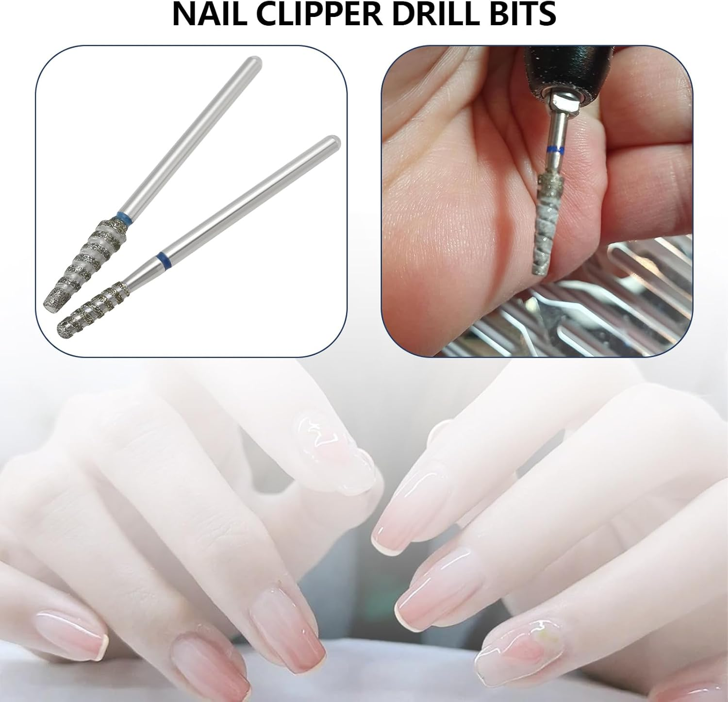 Ecsing 3Pcs 3/32 Inch Multi-Function Nail Drill Bit with Diamond Spiral Grooves Nail Cutter Attachments Suitable for Most Electric Rechargeable Nail Clippers image number 1