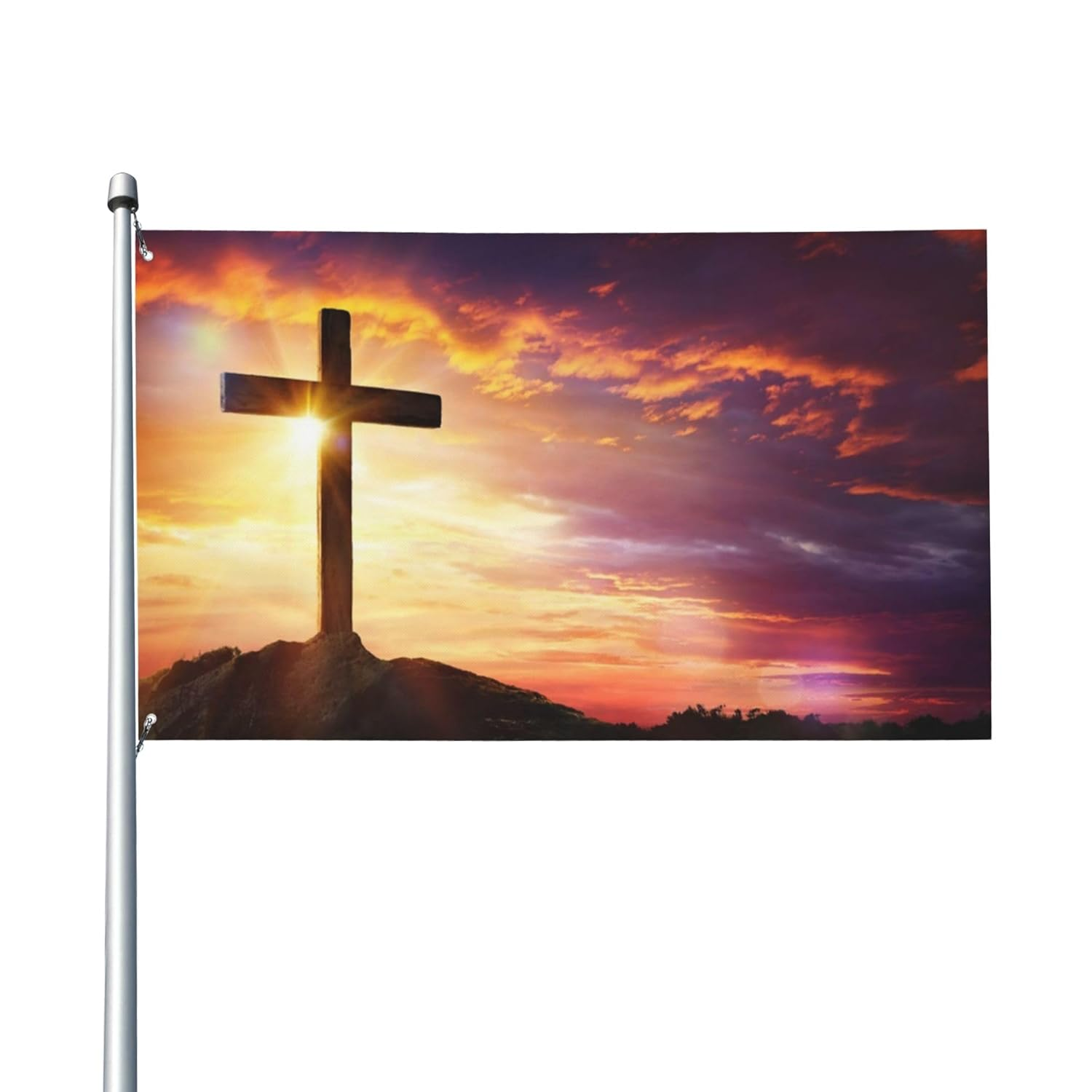 He Is Risen Flag 3X5 Ft Religious Easter Cross Jesus Flag Double Sided Banner，Suitable for Party Decorations Indoor Outdoor Garden Decorations