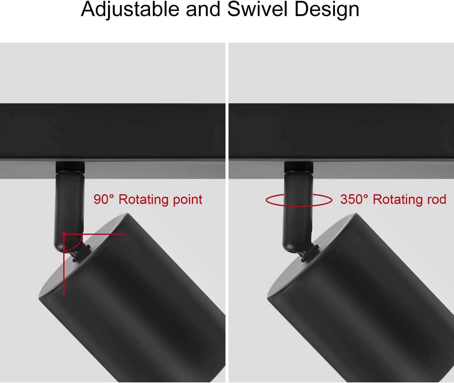 Dehobo Adjustable Ceiling Spotlights, Black Spotlight Ceiling Light with GU10 Socket, Modern Spotlight Rails and Rails, without Bulbs, 3 Spotlights for Kitchen, Bedroom, Living Room, Hallway, Dining