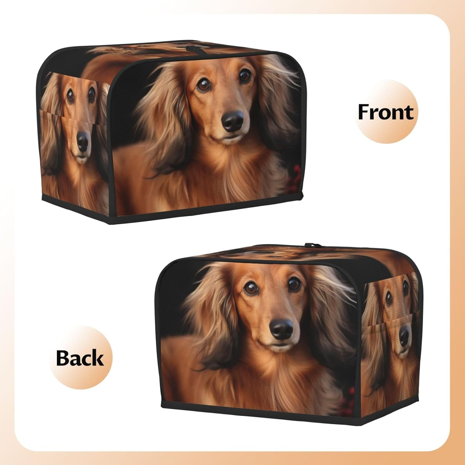 2 Slice Toaster Covers Quilted Bread Maker Cover Small Appliance Cover with Handle Long Haired Dachshund Toasters Dust Cover for Home Table Kitchen Decor image number 1
