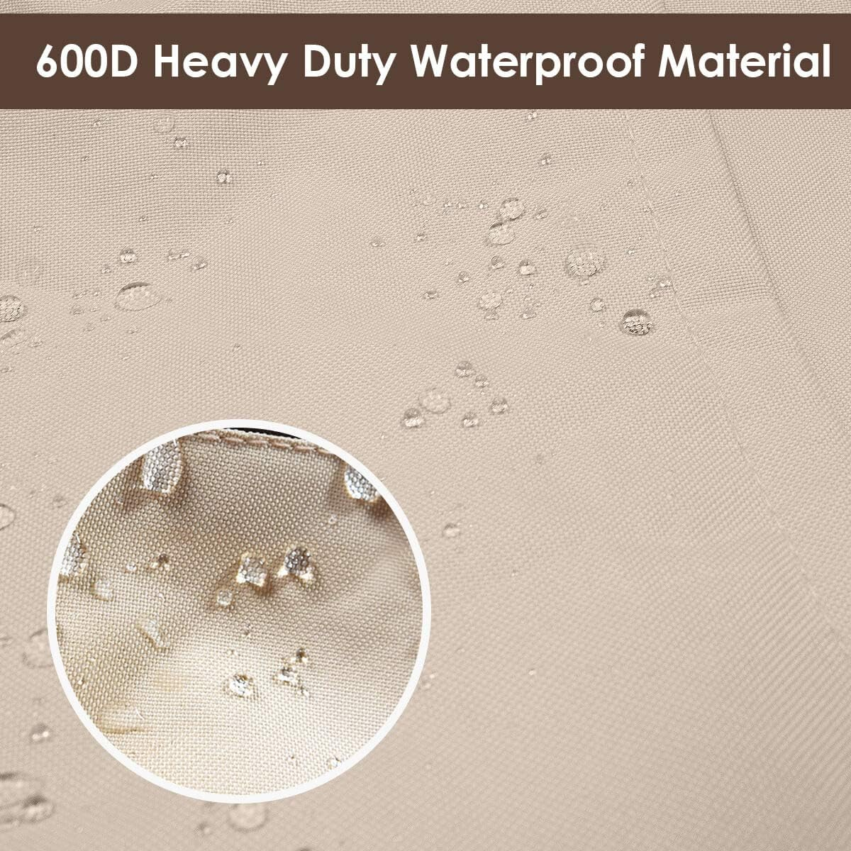 Vailge round Patio Furniture Covers, 100% Waterproof Outdoor Table Chair Set Covers, Anti-Fading Cover for Outdoor Furniture Set, UV Resistant, 62"Diax28"H,Beige & Brown image number 1