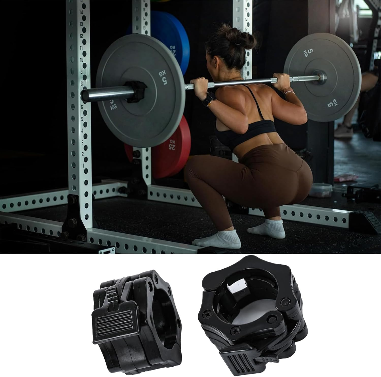 Barbell Clamps Collars for 2 Inch Olympic Size Barbell Standard Bar Weight Plates Collar Clip for Workout Weightlifting Fitness Training Bodybuilding-Black