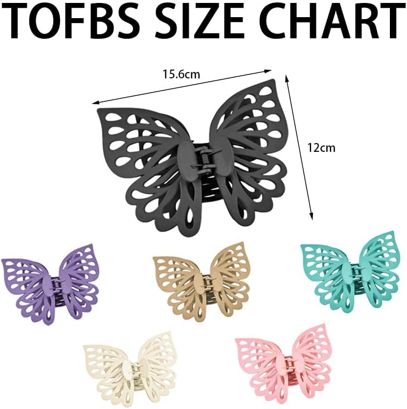 TOFBS Pack of 6 Hair Clips Non-Slip Butterfly Large Hair Clips with Strong Hold Matte Hair Clips Thick Long Curly Hair Fashionable Hair Accessories for Women and Girls image number 4