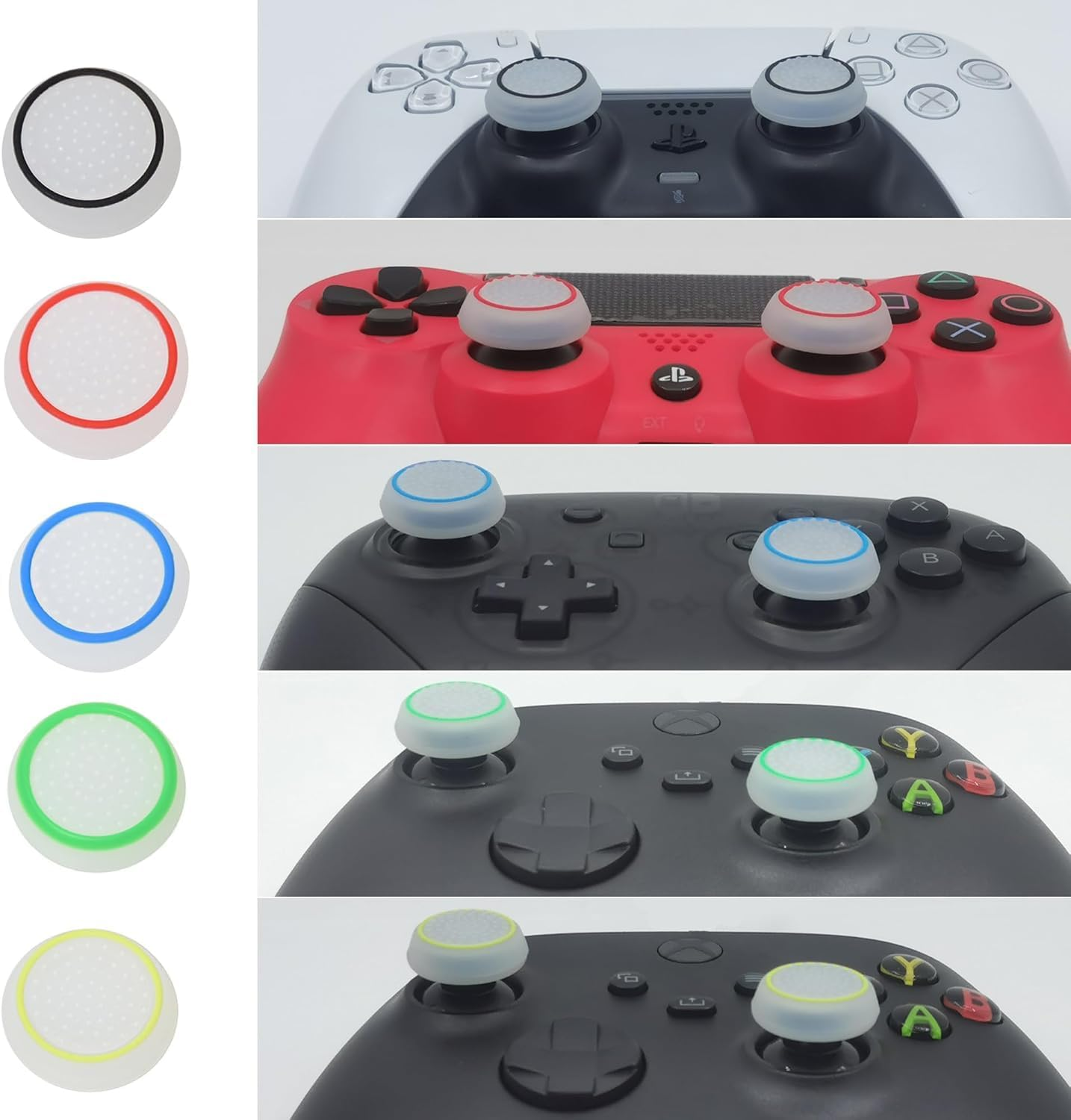 20Pieces Silicone Thumb Grip Caps,Analog Stick Joystick Controller Performance Thumb Grips Cap Compatible with PS5, PS4, Xbox One, Xbox Series X/S Controller Joystick Grips image number 3